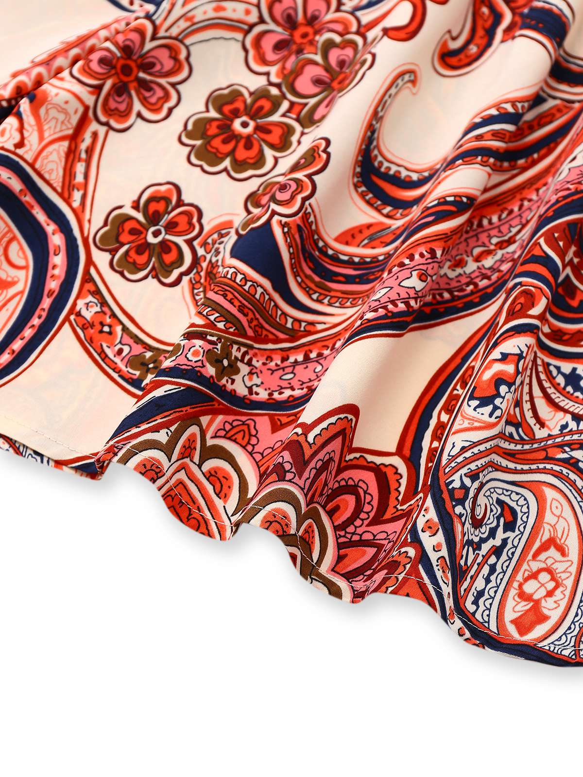 Brick Red 1970s One-Shoulder Bohemian Floral Romper - Image 4