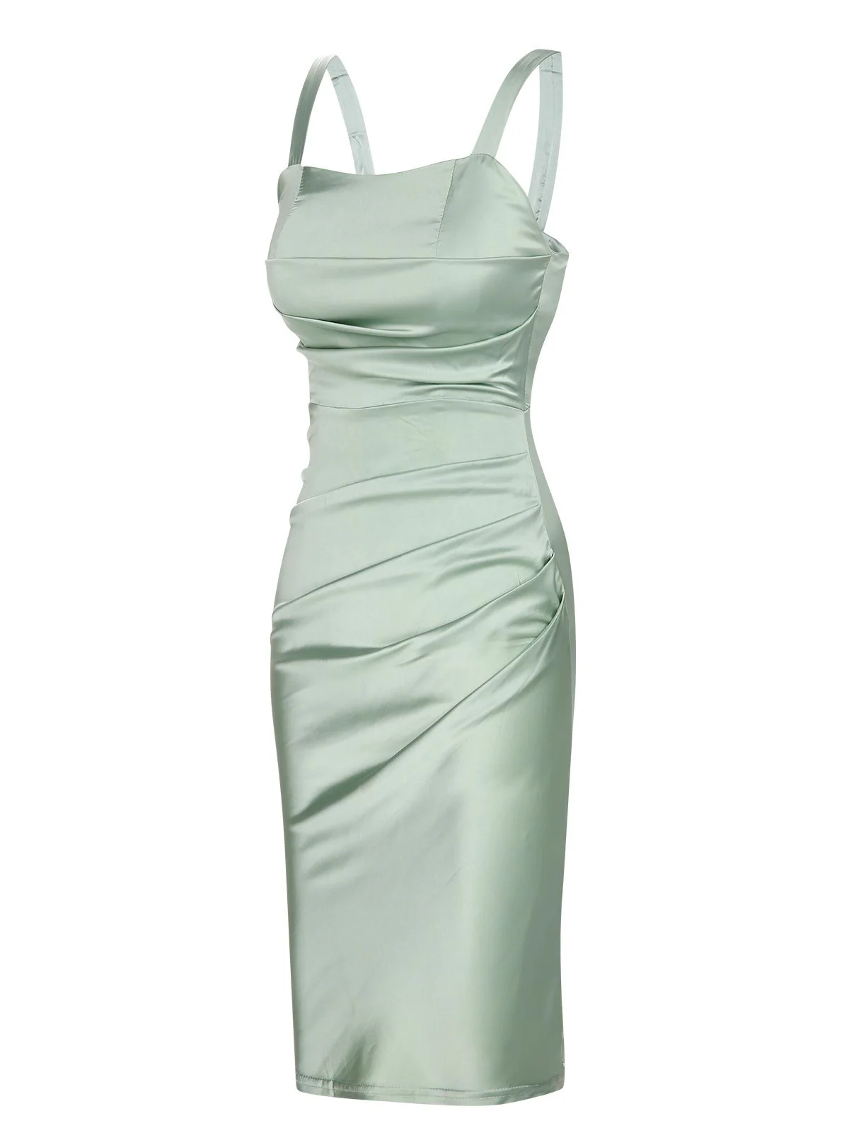 Bright Green 1960s Solid Wrinkle Dress - Image 2