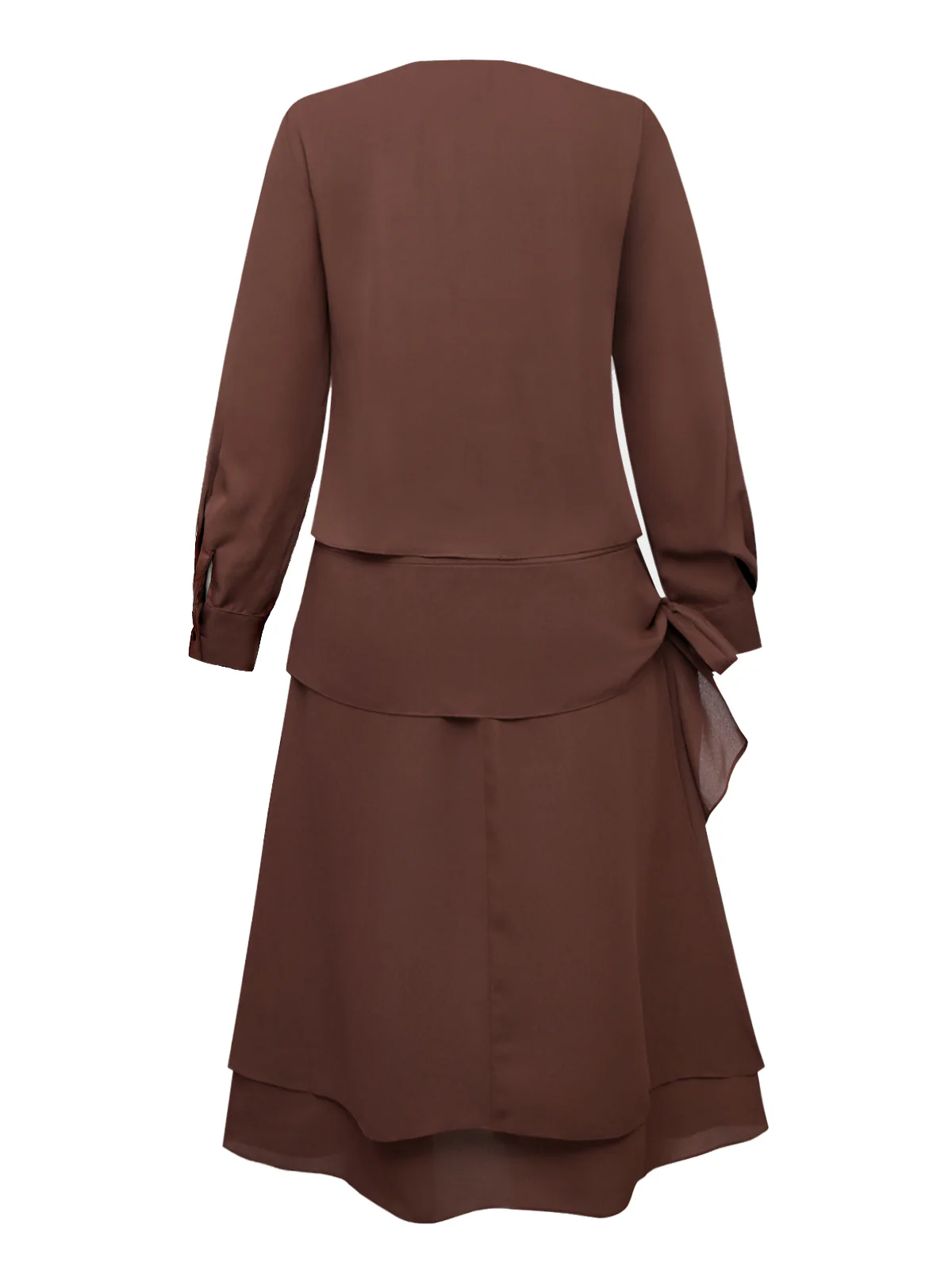 Brown 1920s Bow Tie Belted Waist Dress - Image 6