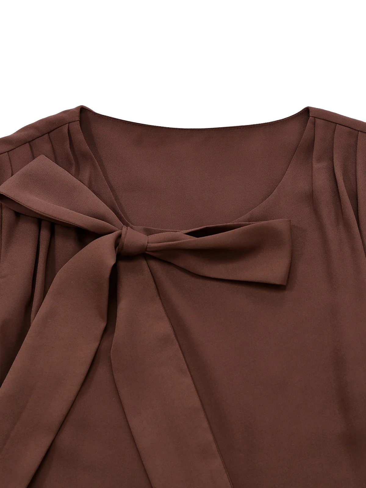 Brown 1920s Bow Tie Belted Waist Dress - Image 8