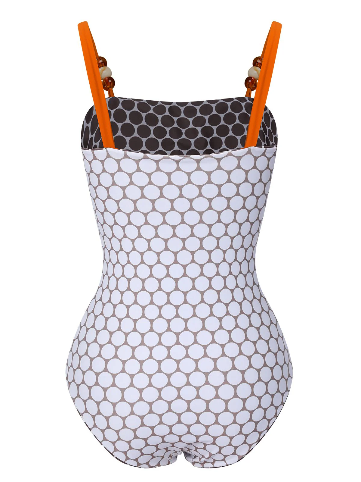 Brown 1930s Beads Straps Polka Dots Reversible Swimsuit - Image 6