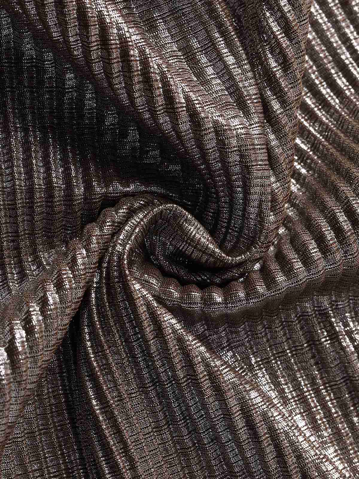 Brown 1930s Deep V Metallic Cut-Out Maxi Dress - Image 5
