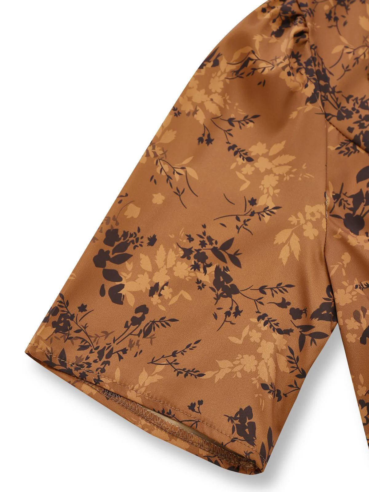 Brown 1930s Ditsy Floral Lapel Maxi Dress - Image 5
