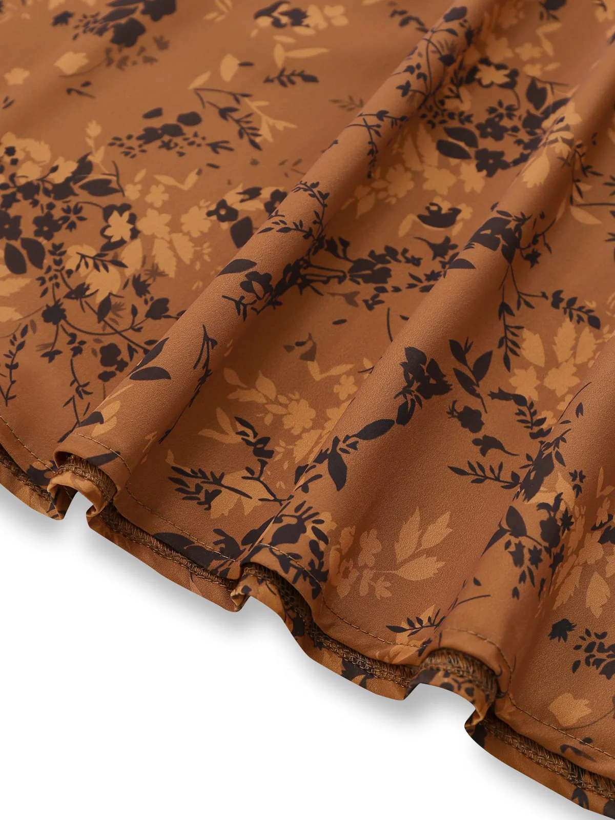 Brown 1930s Ditsy Floral Lapel Maxi Dress - Image 6