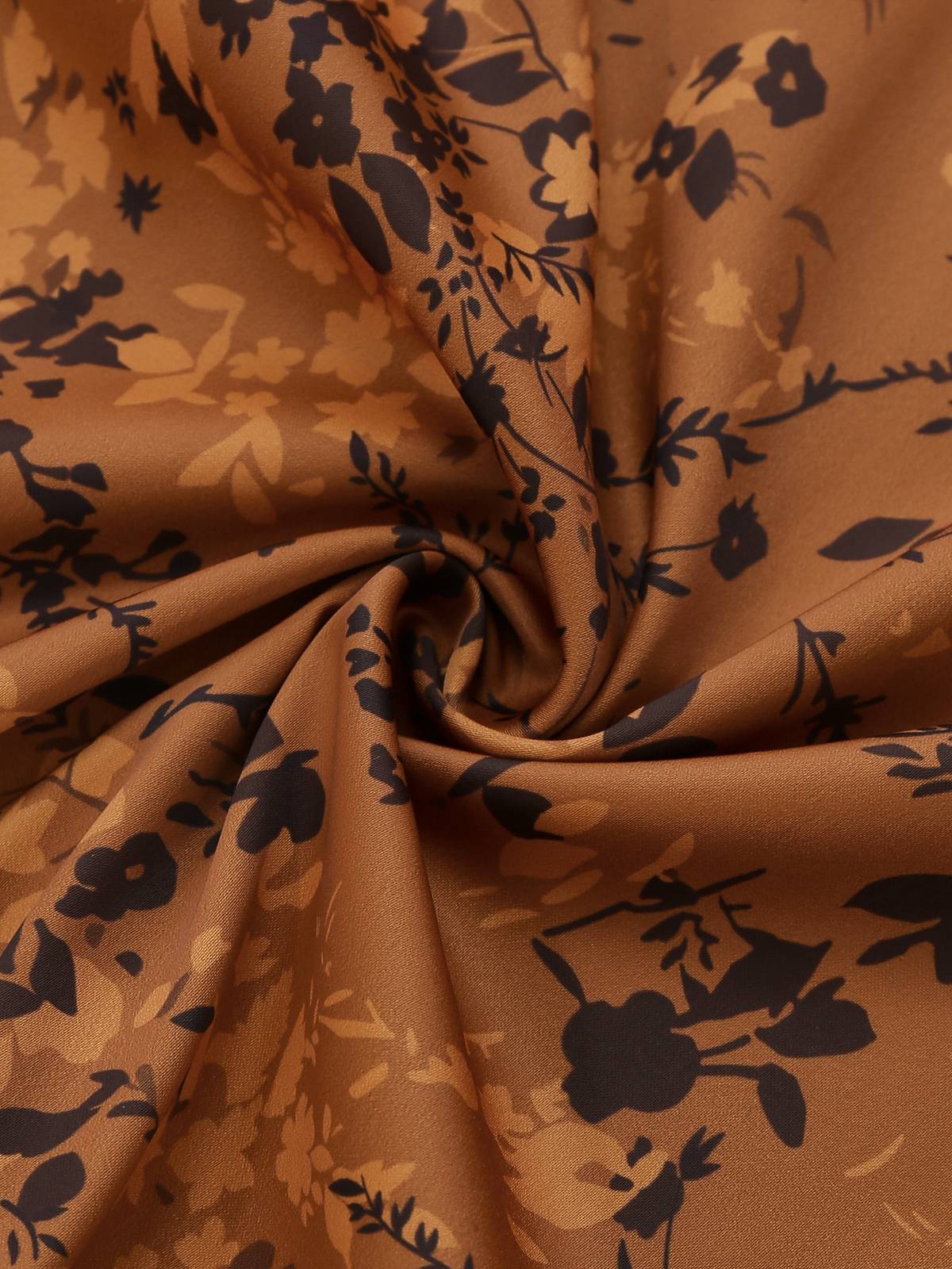 Brown 1930s Ditsy Floral Lapel Maxi Dress - Image 7