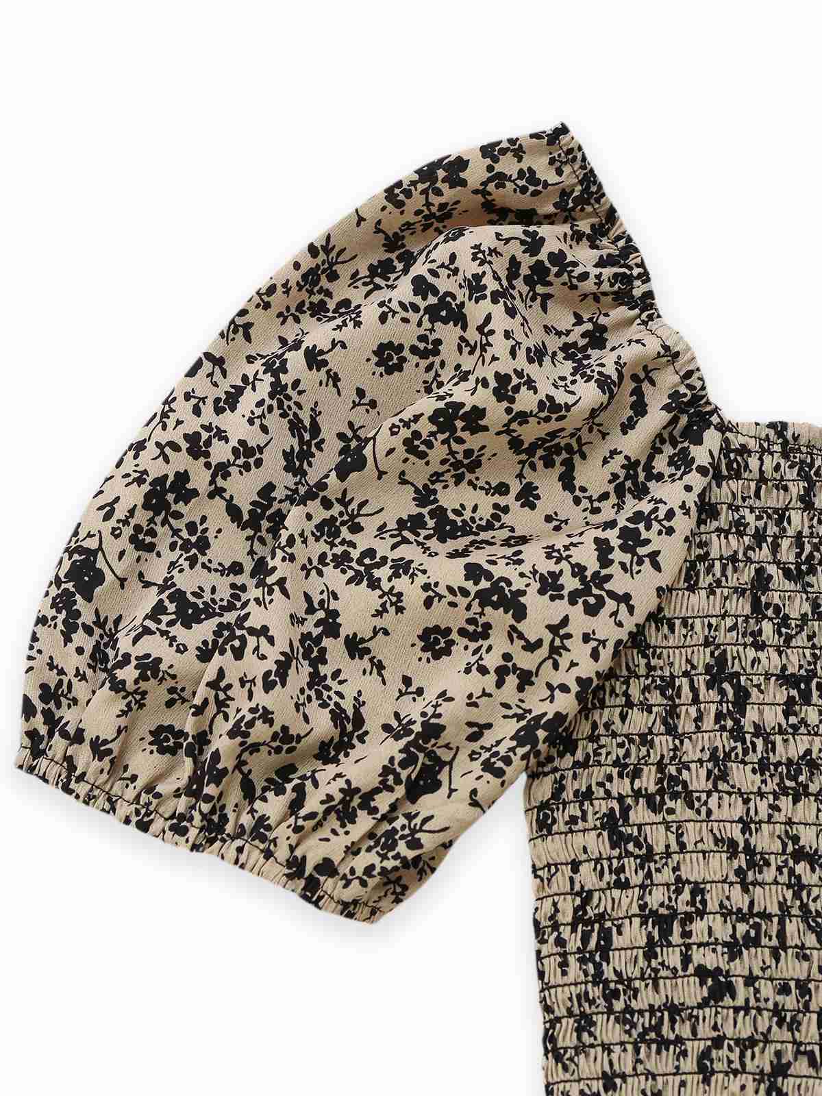 Brown 1930s Ditsy Floral Puff Sleeve Jumpsuit - Image 3