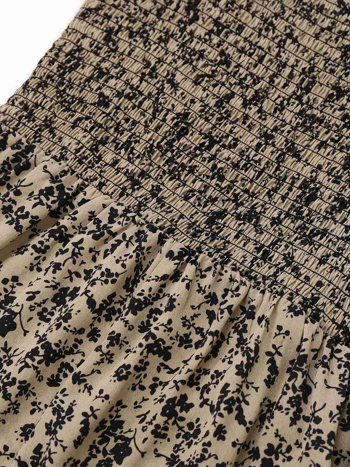 Brown 1930s Ditsy Floral Puff Sleeve Jumpsuit - Image 4