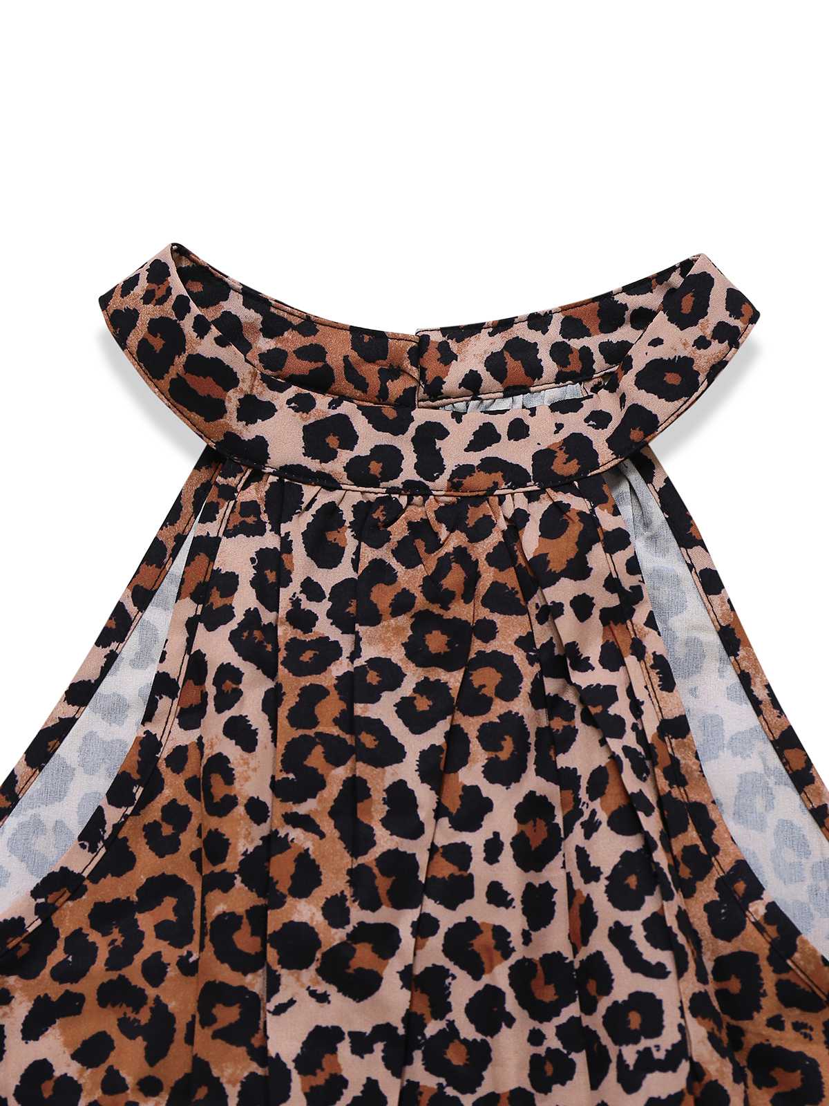 Brown 1930s Leopard Butterfly Round Halter Dress - Image 3