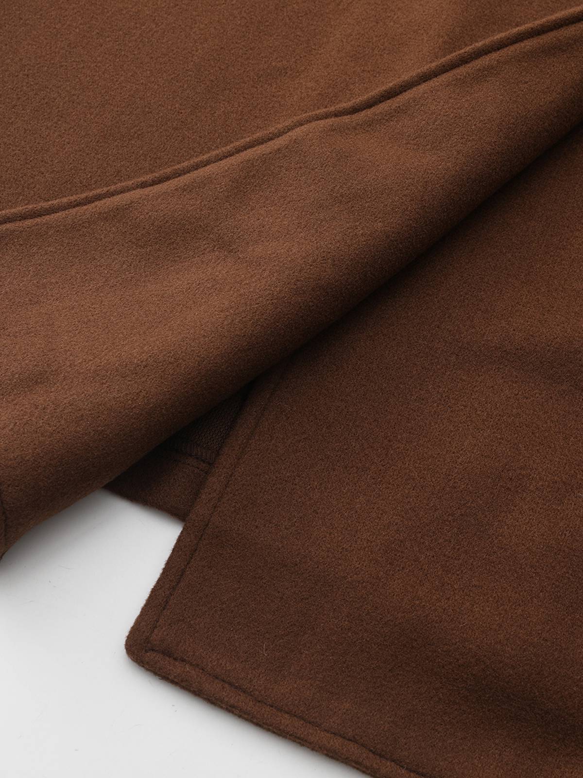 Brown 1930s Notched Collar Faux-Wool Long Coat - Image 10