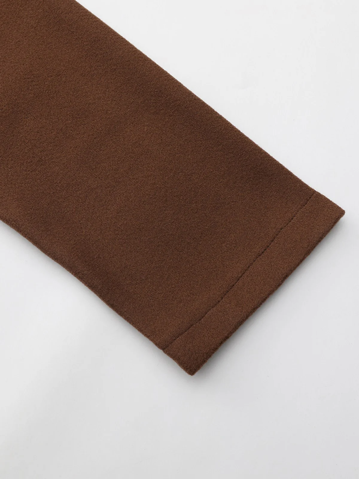Brown 1930s Notched Collar Faux-Wool Long Coat - Image 5