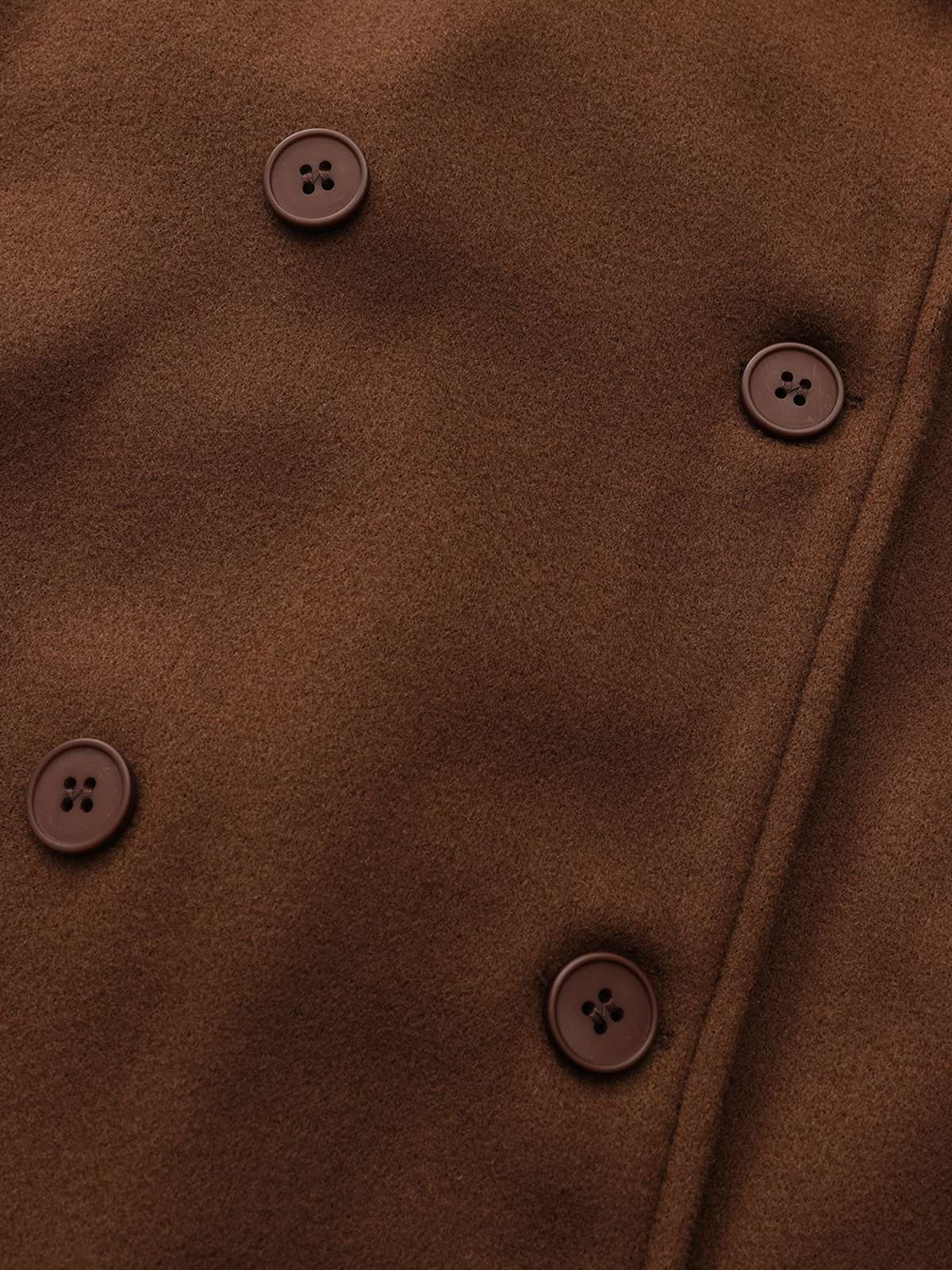 Brown 1930s Notched Collar Faux-Wool Long Coat - Image 6