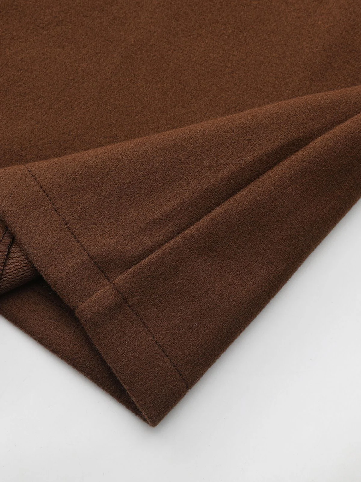 Brown 1930s Notched Collar Faux-Wool Long Coat - Image 9