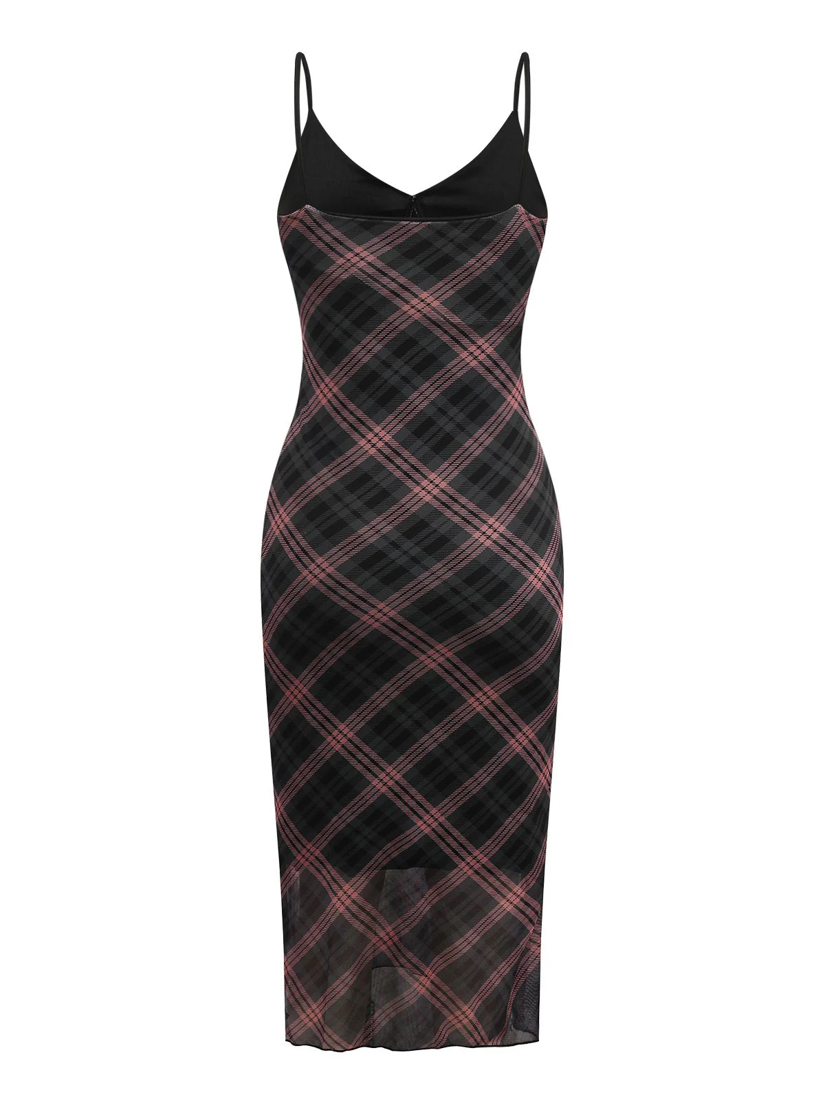 Brown 1930s Scottish Plaid Suspender V-Neck Maxi Dress - Image 2