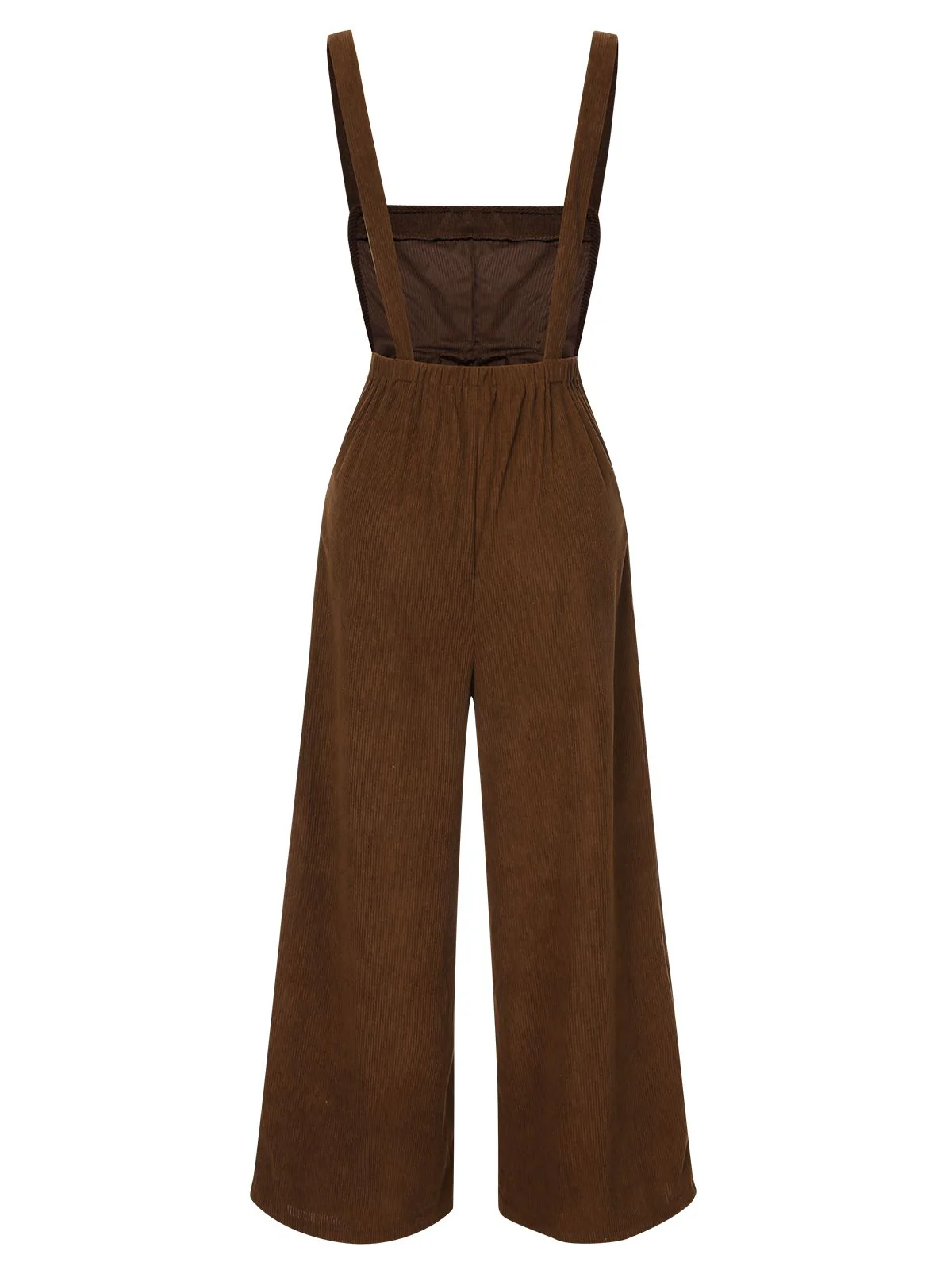 Brown 1930s Solid Corduroy Bib Jumpsuit - Image 2