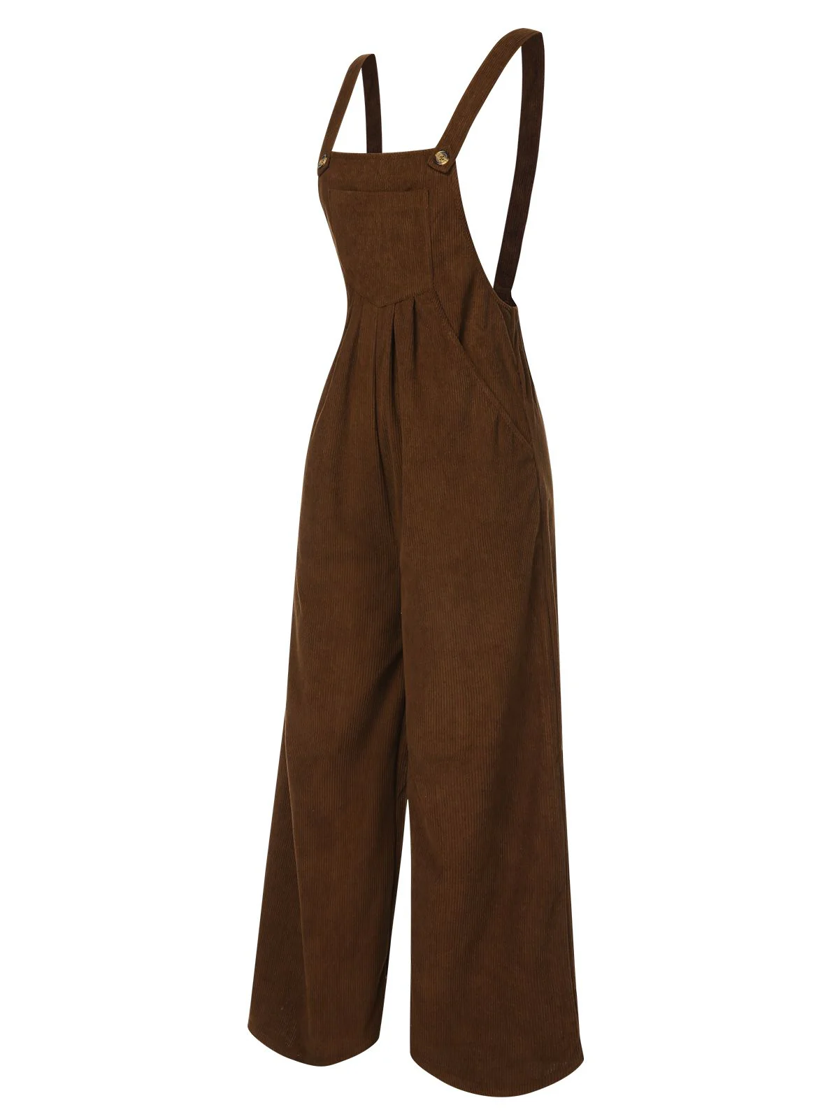 Brown 1930s Solid Corduroy Bib Jumpsuit - Image 3