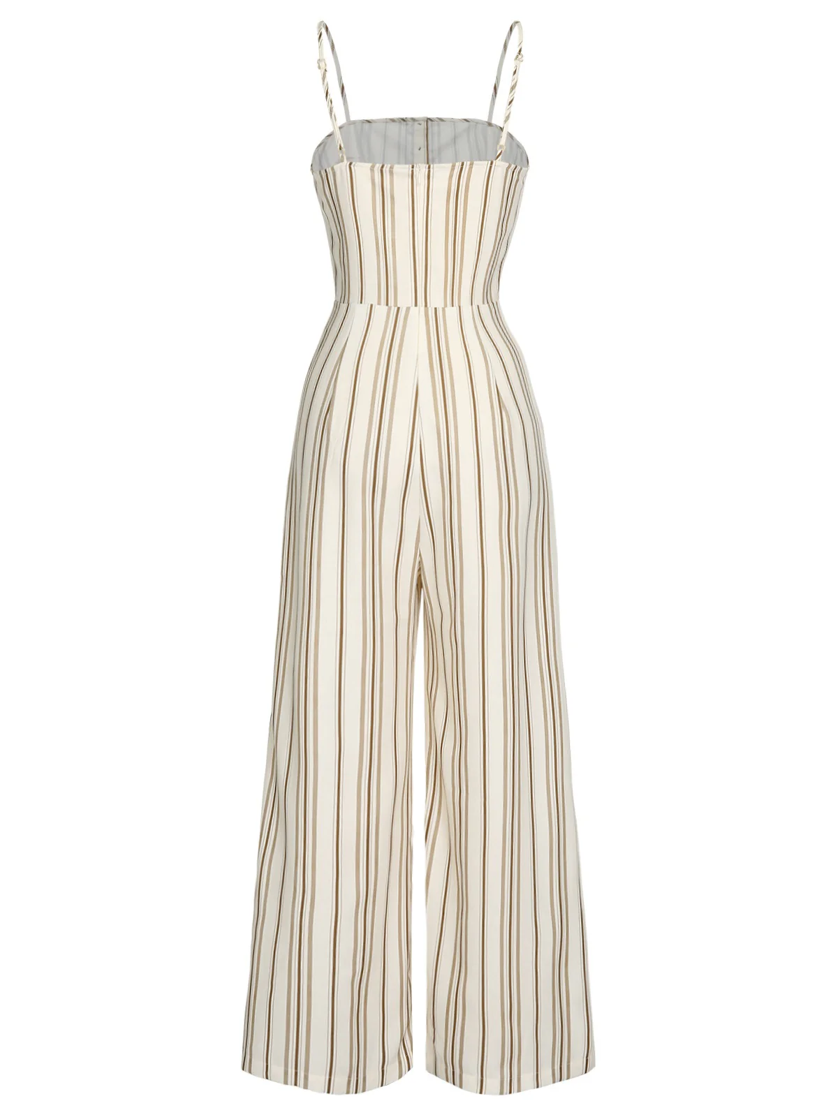 Brown 1930s Stripes Spaghetti Straps Jumpsuit - Image 4