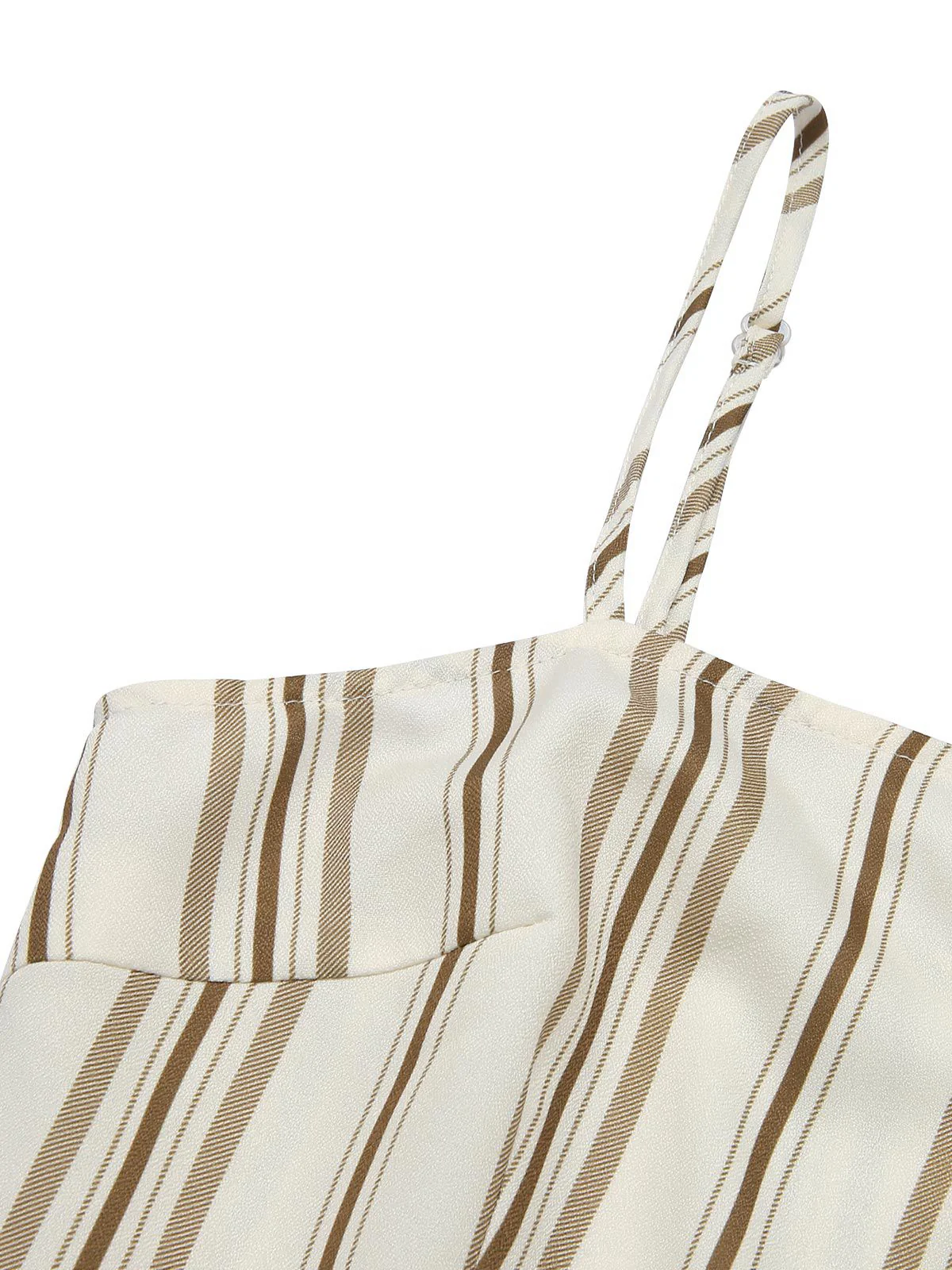 Brown 1930s Stripes Spaghetti Straps Jumpsuit - Image 5