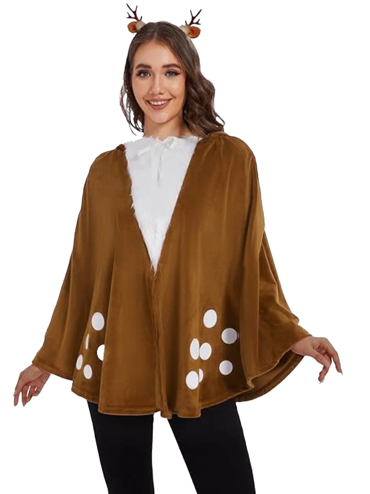 Brown 1940s Christmas Forest Deer Cape - Image 2