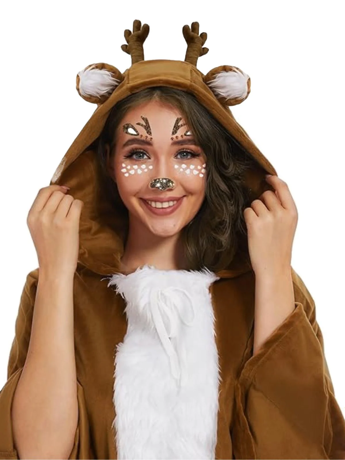 Brown 1940s Christmas Forest Deer Cape - Image 3