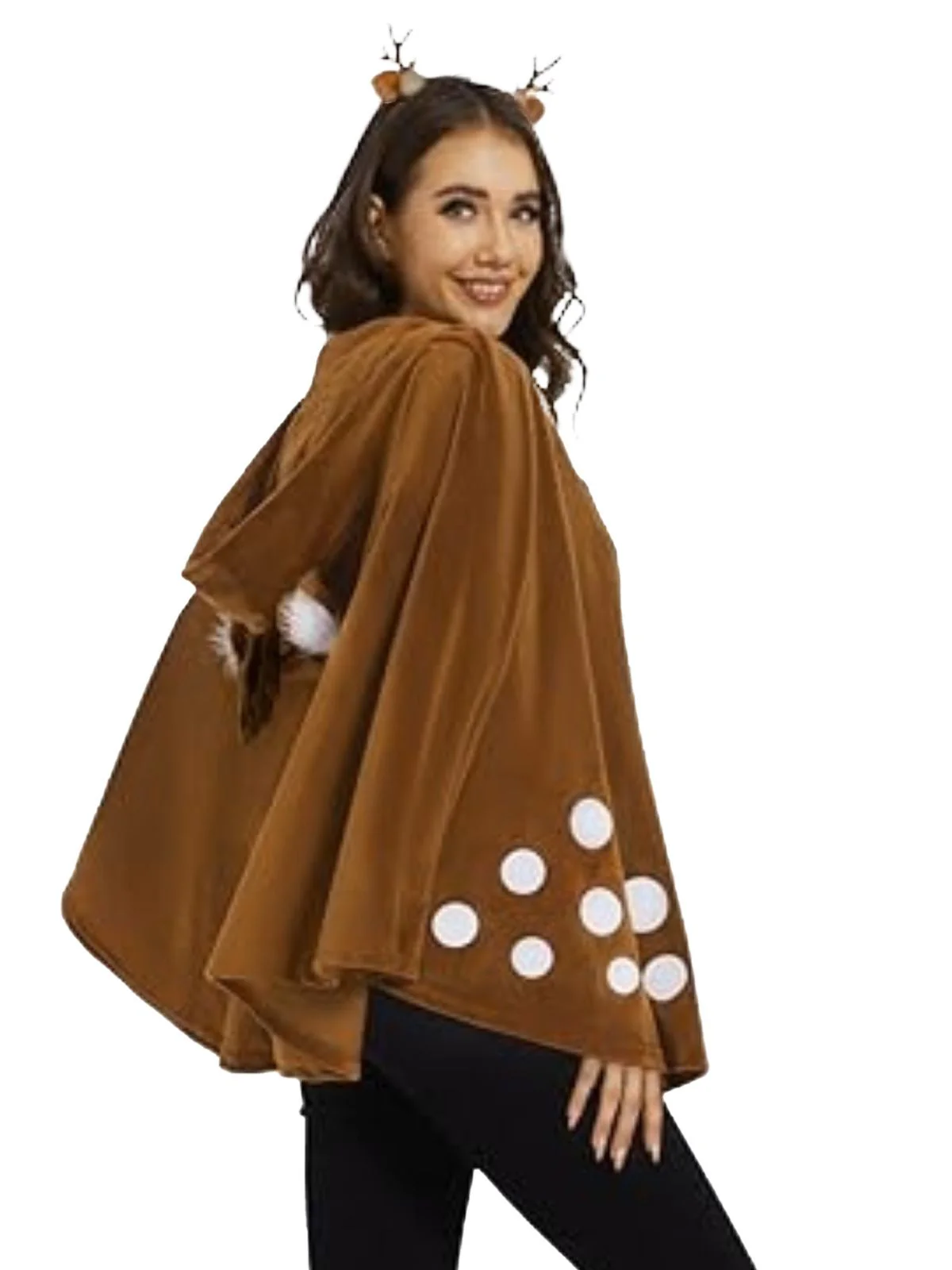 Brown 1940s Christmas Forest Deer Cape - Image 5