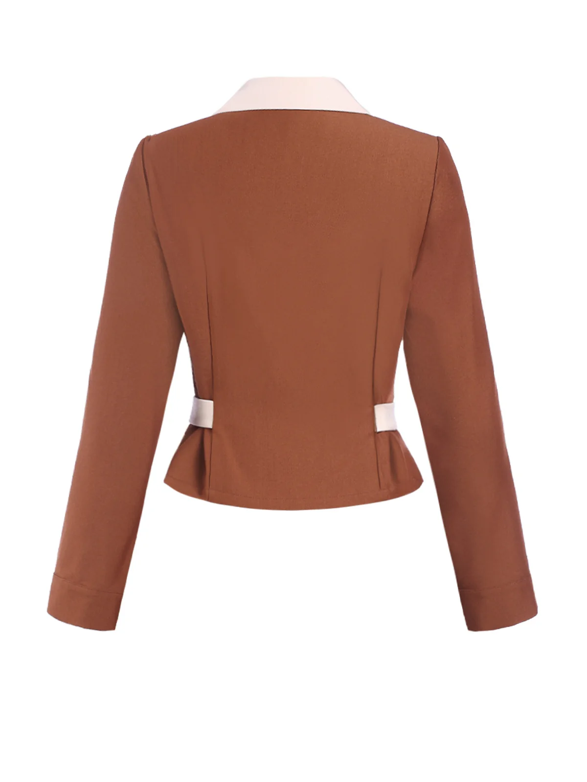 Brown 1940s Color Block Lapel Coat - Image 4