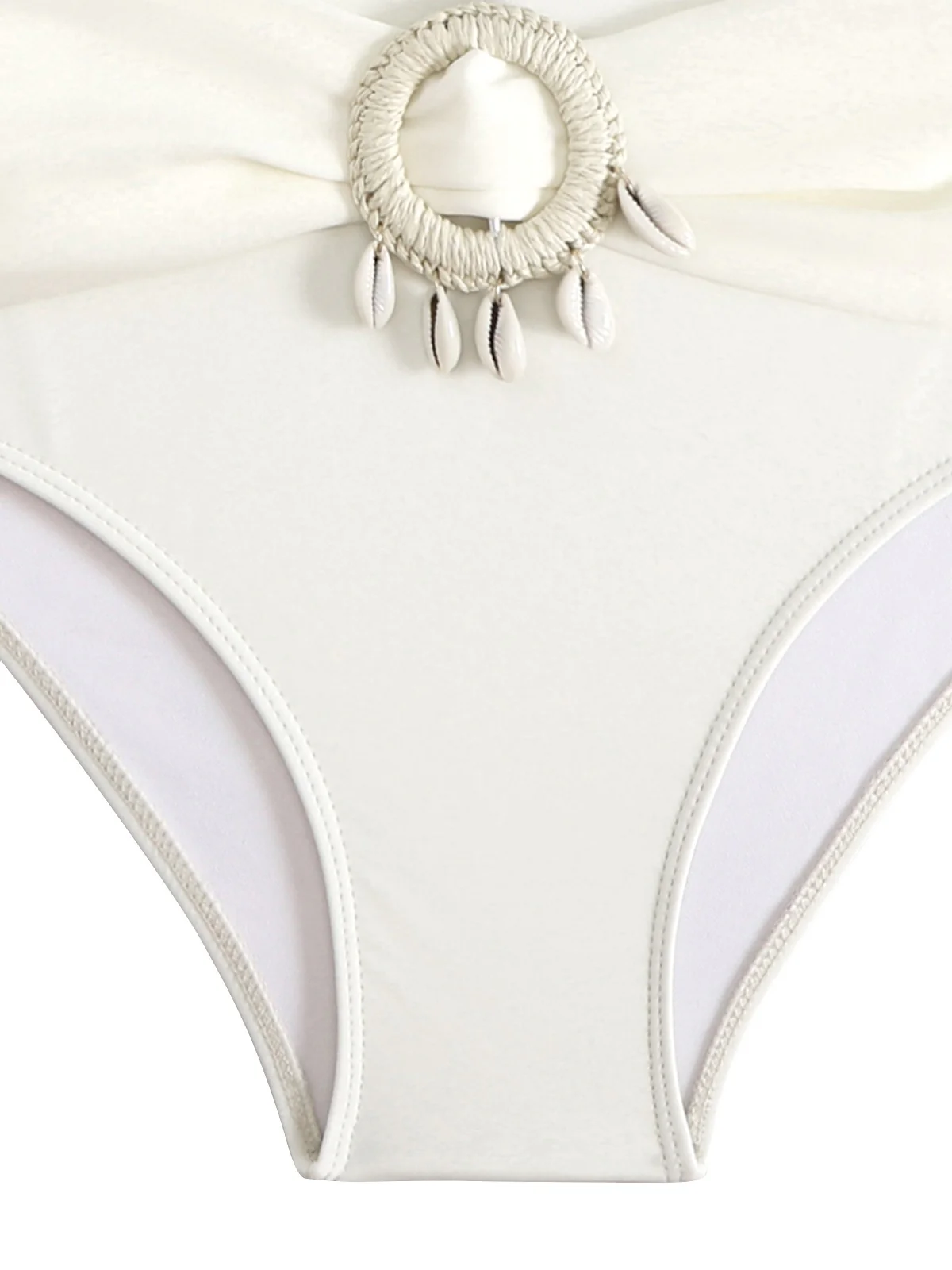 Brown 1940s Colorblock Boho Seashell Bikini Set - Image 4