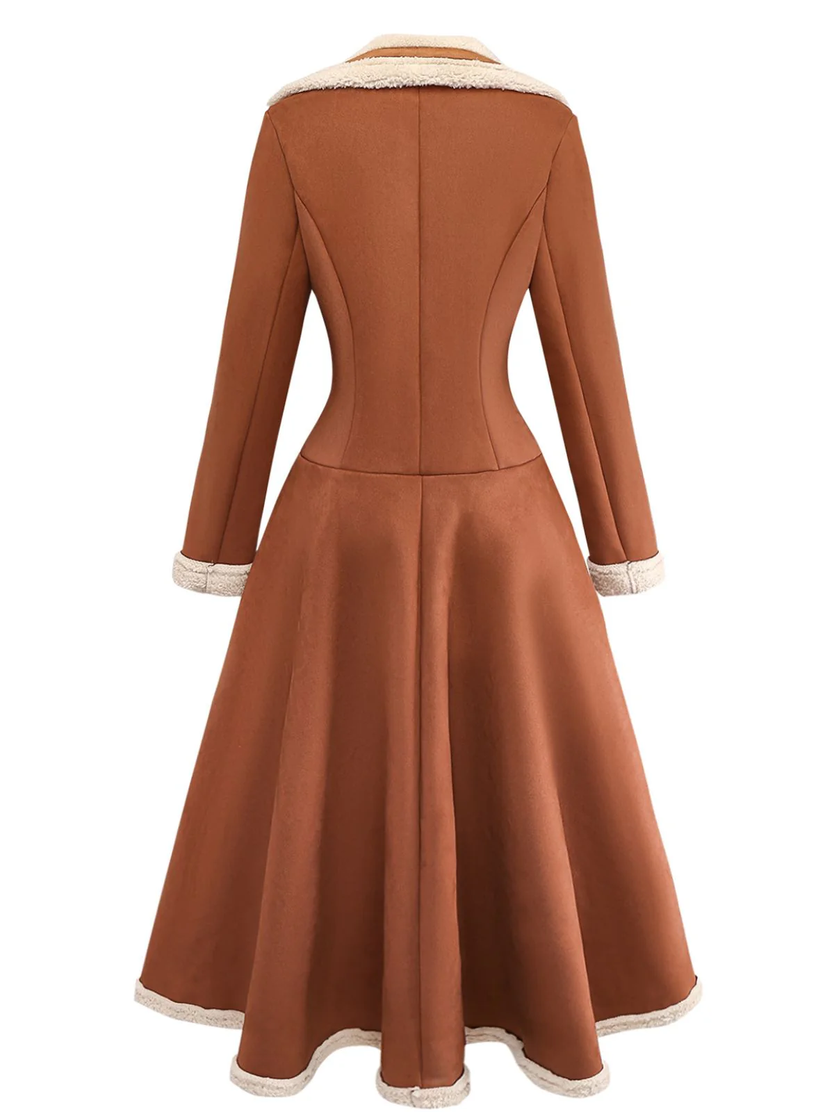 Brown 1940s Double-Breasted Lapel Western Style Coat - Image 3