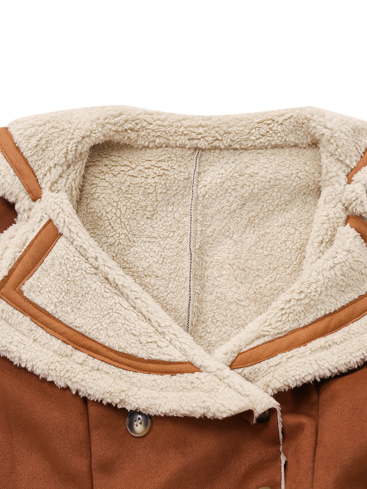 Brown 1940s Double-Breasted Lapel Western Style Coat - Image 4
