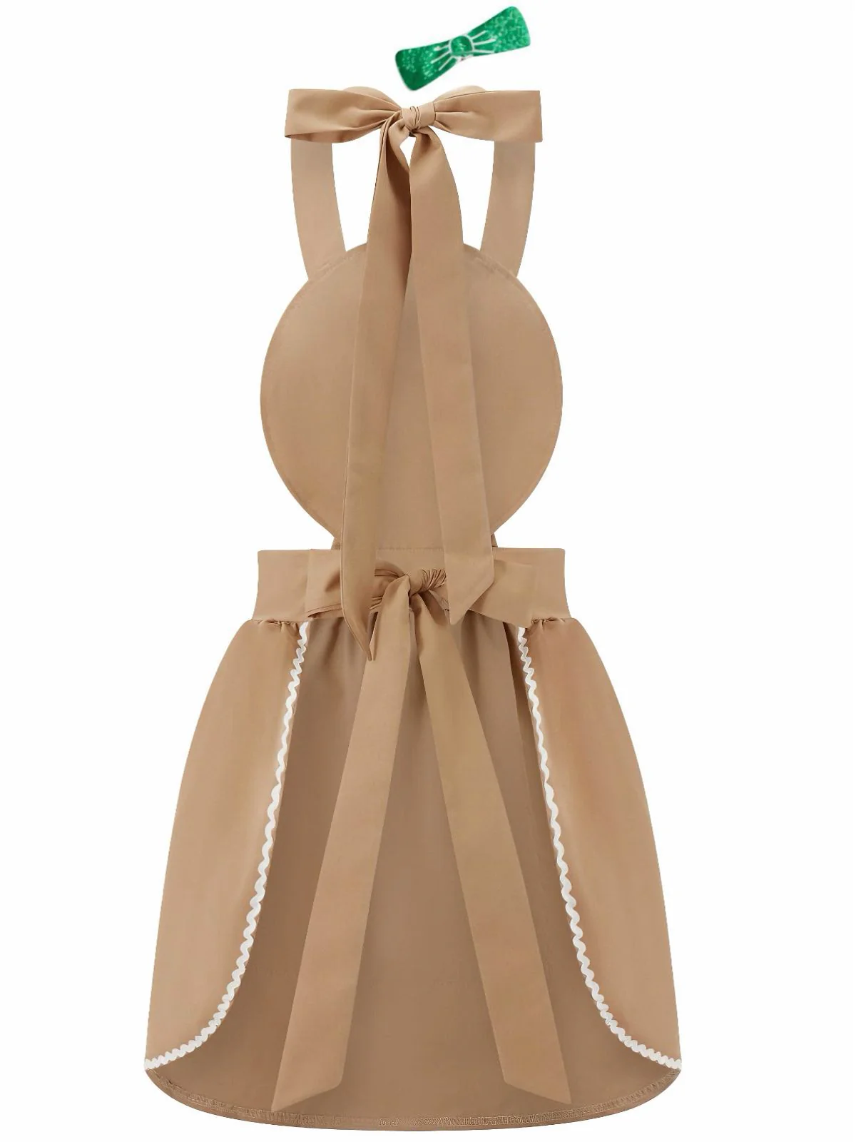 Brown 1940s Gingerbread Cookie Lollipop Bow Apron Dress - Image 3