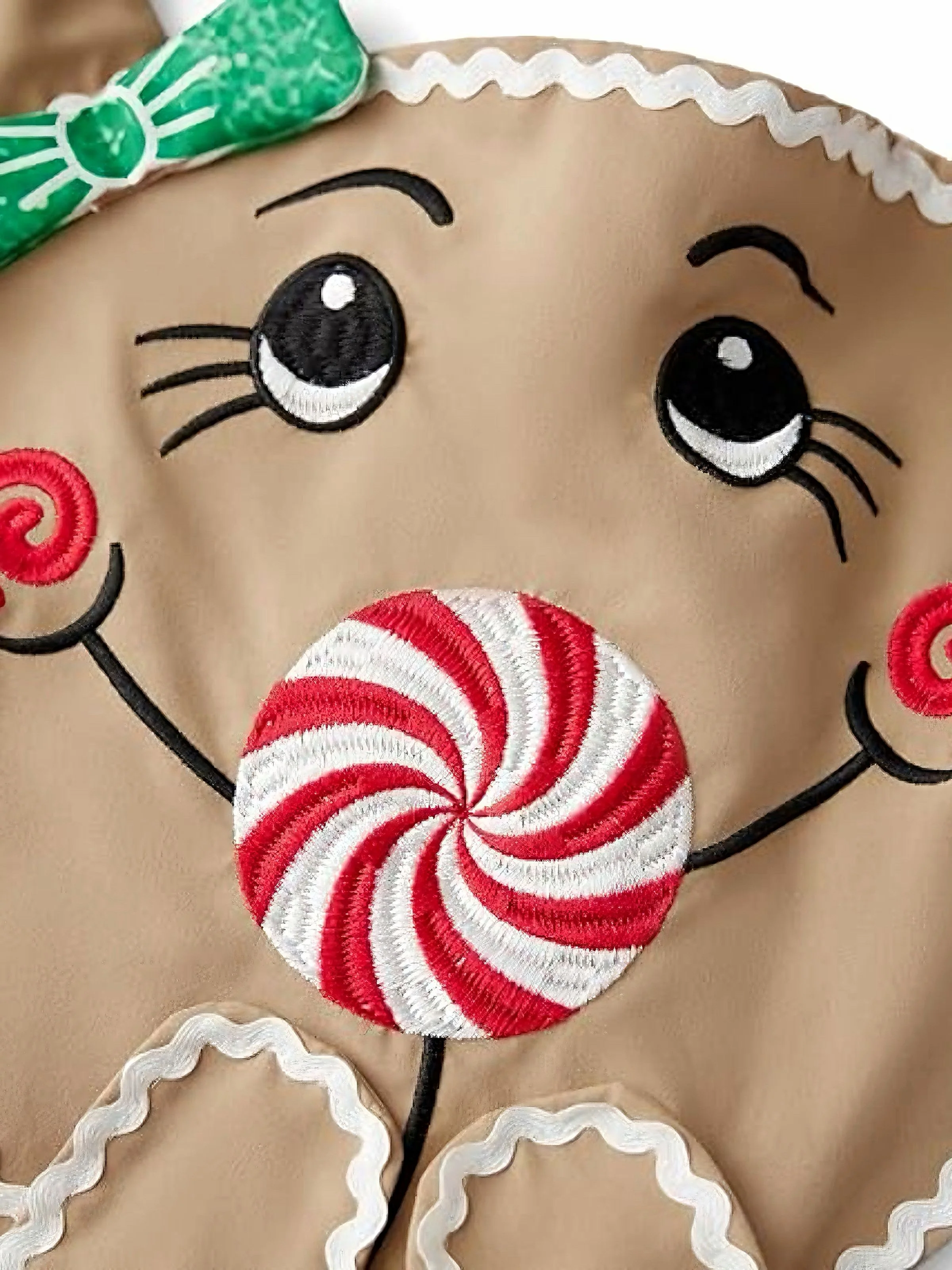 Brown 1940s Gingerbread Cookie Lollipop Bow Apron Dress - Image 4