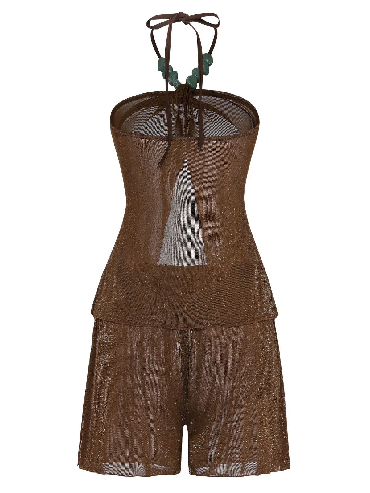 Brown 1940s Halter Solid Cover Up Set - Image 3