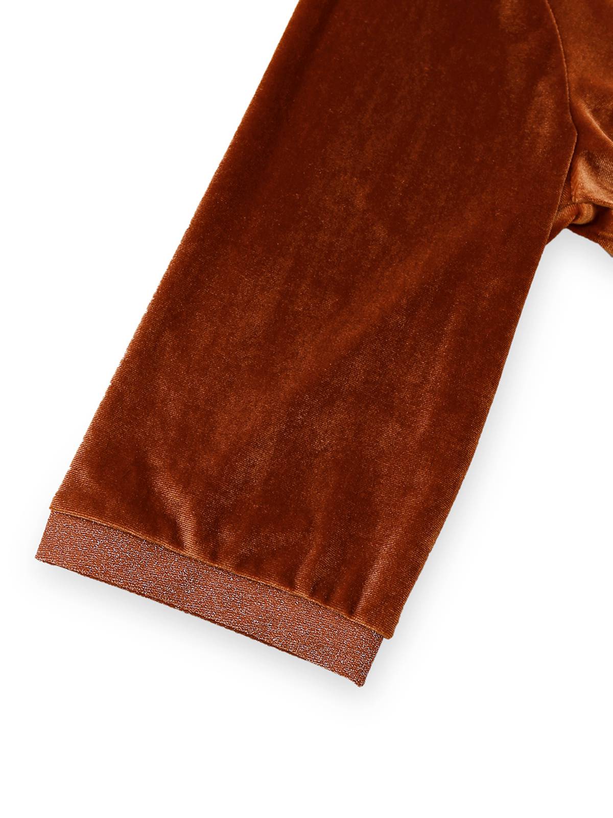 Brown 1940s Lapel Velvet Mock Two-Piece Solid Dress - Image 5