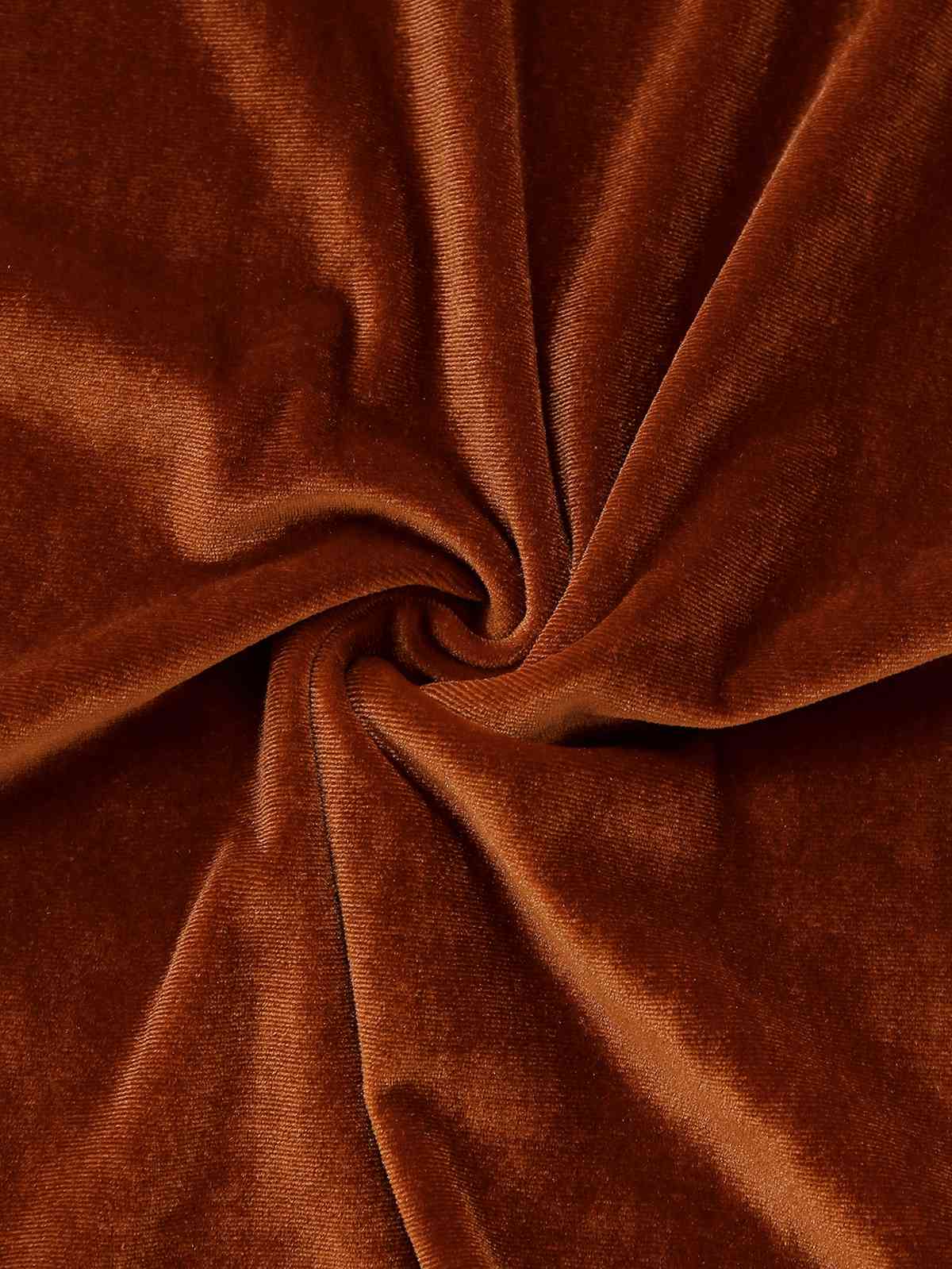 Brown 1940s Lapel Velvet Mock Two-Piece Solid Dress - Image 6