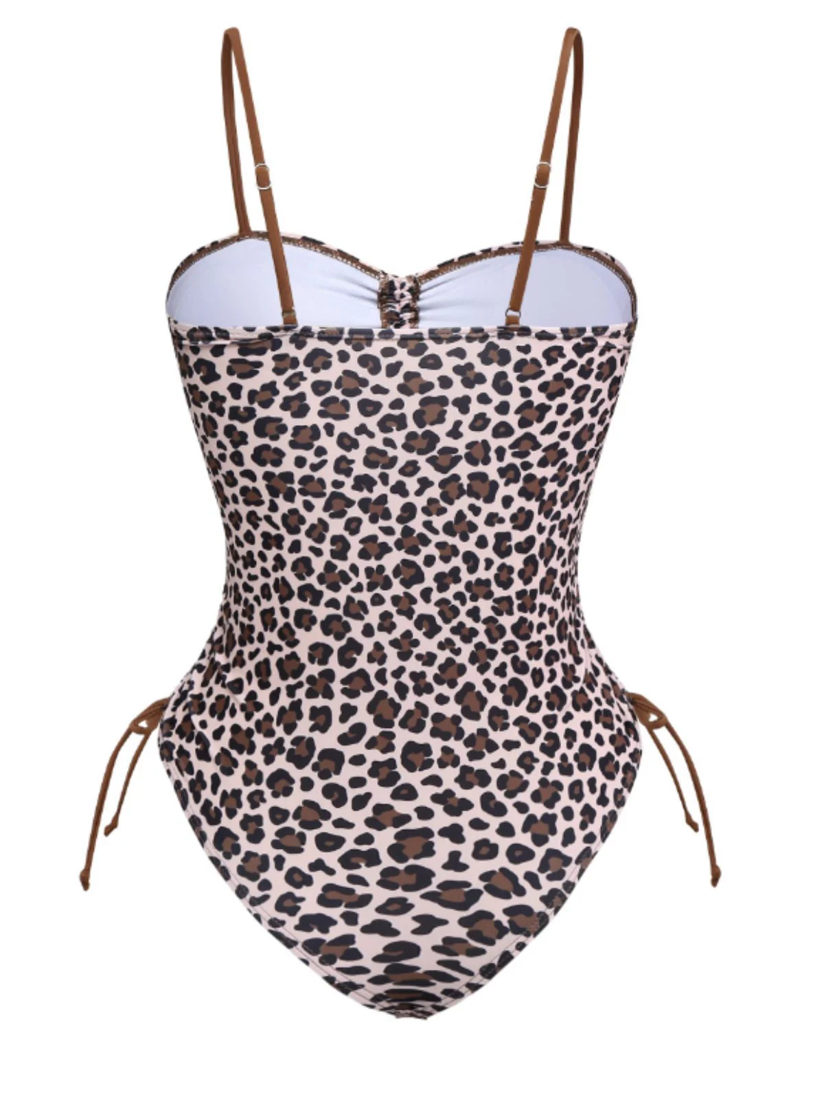 Brown 1940s Leopard Hollow Drawstring Swimsuit - Image 2