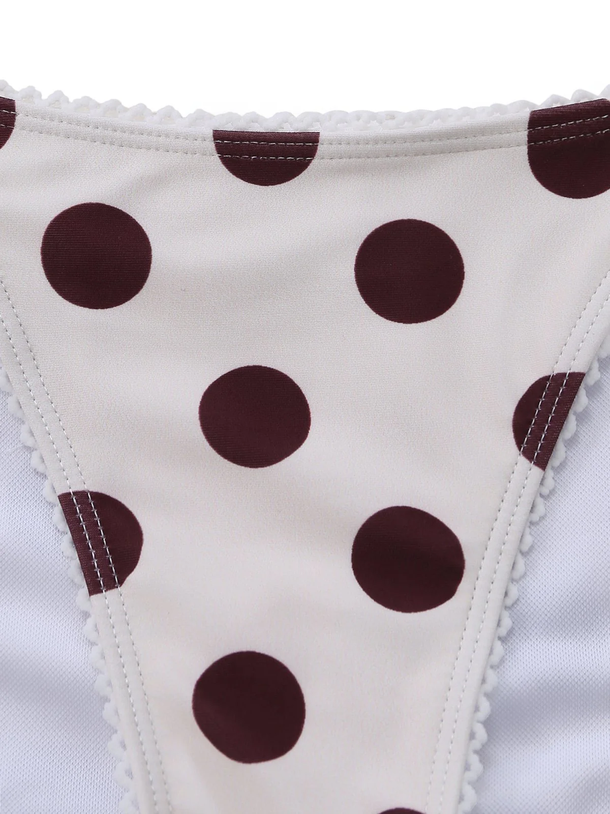 Brown 1940s Polka Dot Deep-V Halter Tankini Set - Image 6