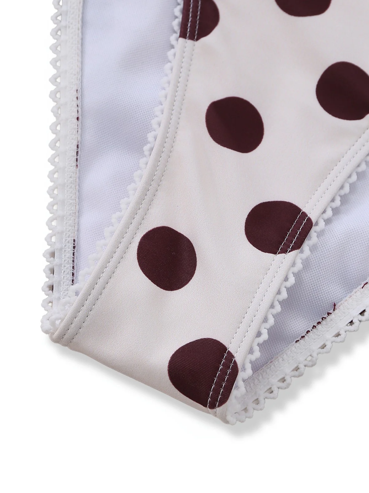Brown 1940s Polka Dot Deep-V Halter Tankini Set - Image 7