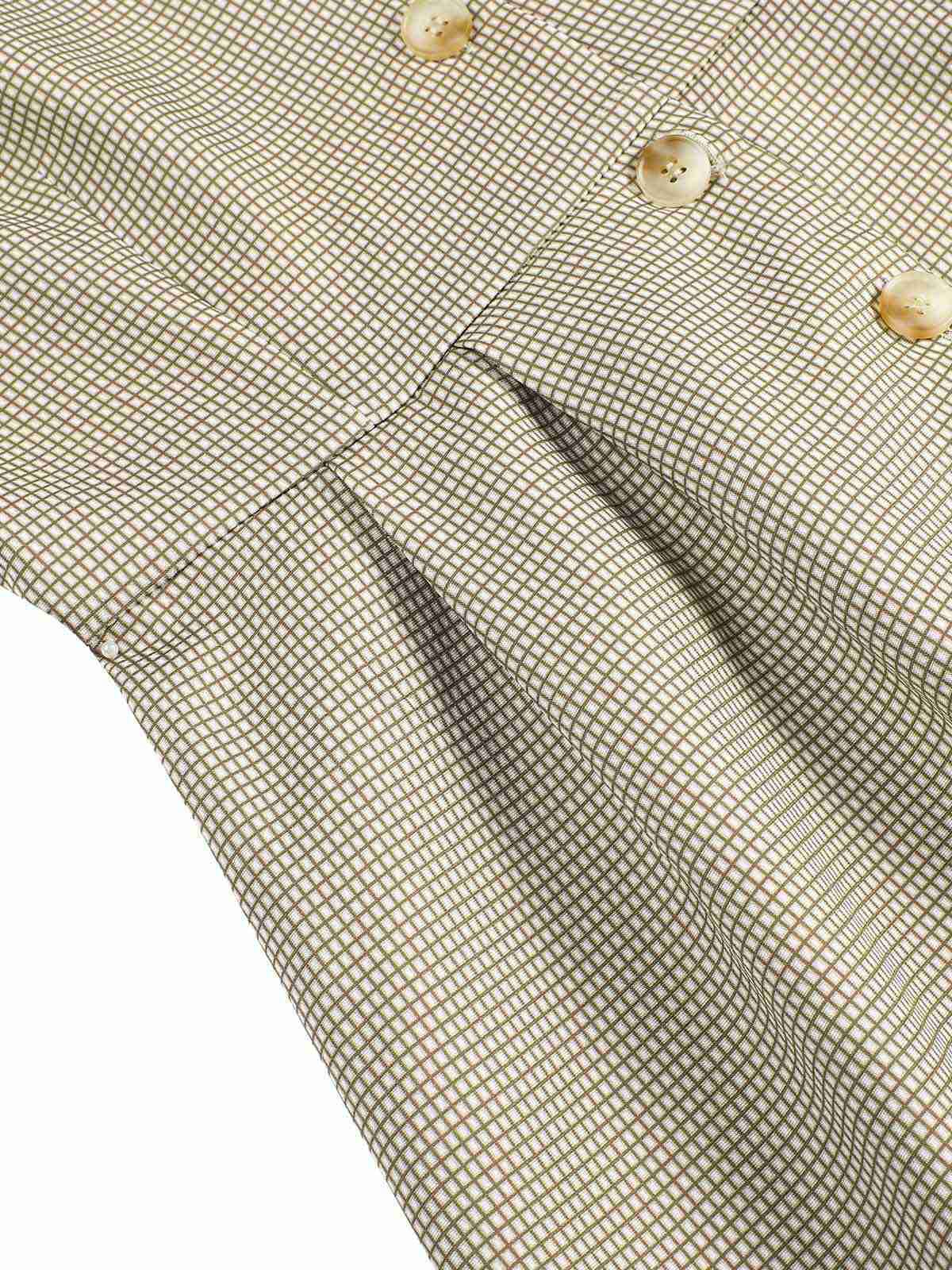 Brown 1940s Small Windowpane Plaid Dress - Image 7