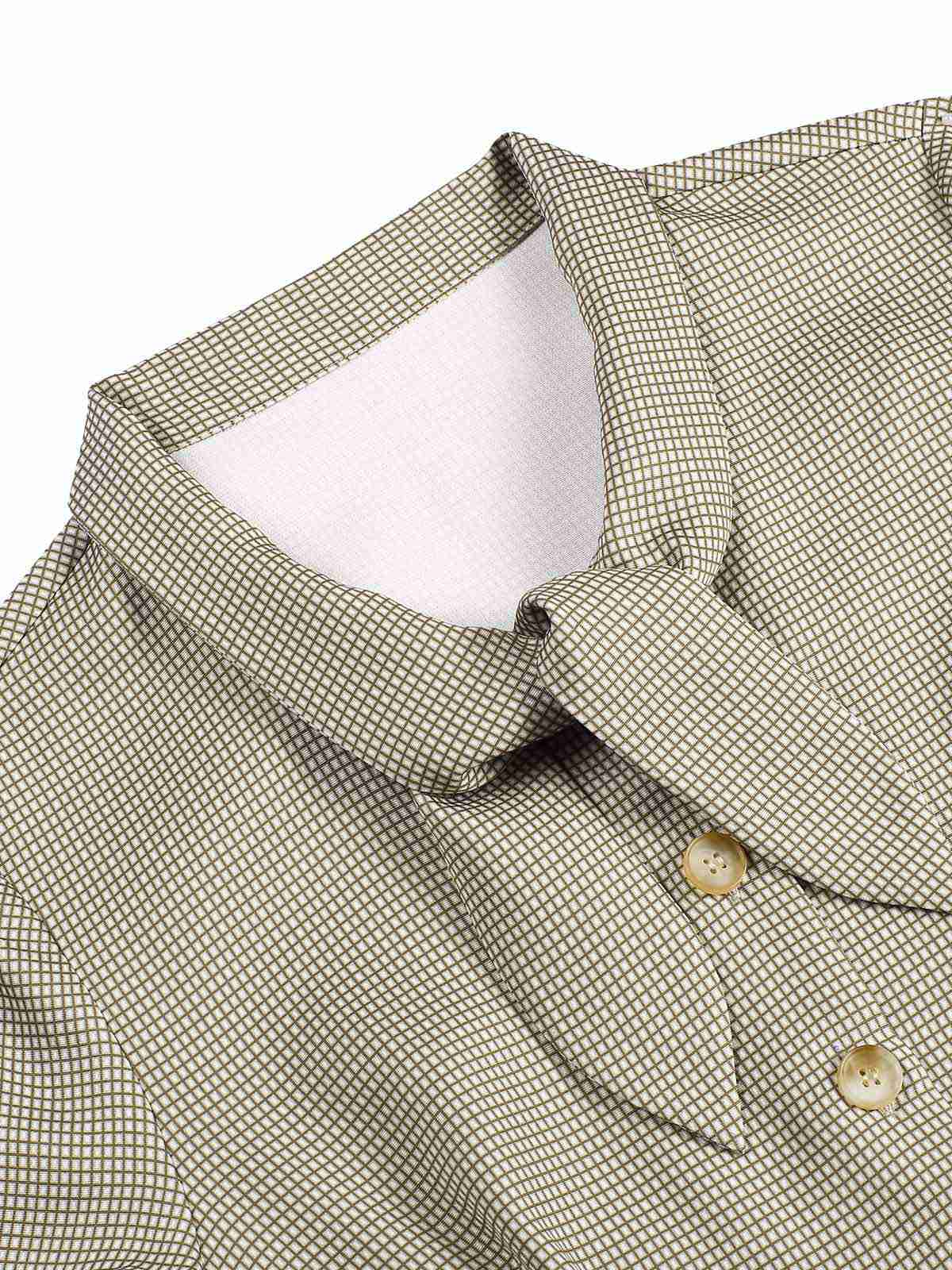 Brown 1940s Small Windowpane Plaid Dress - Image 6