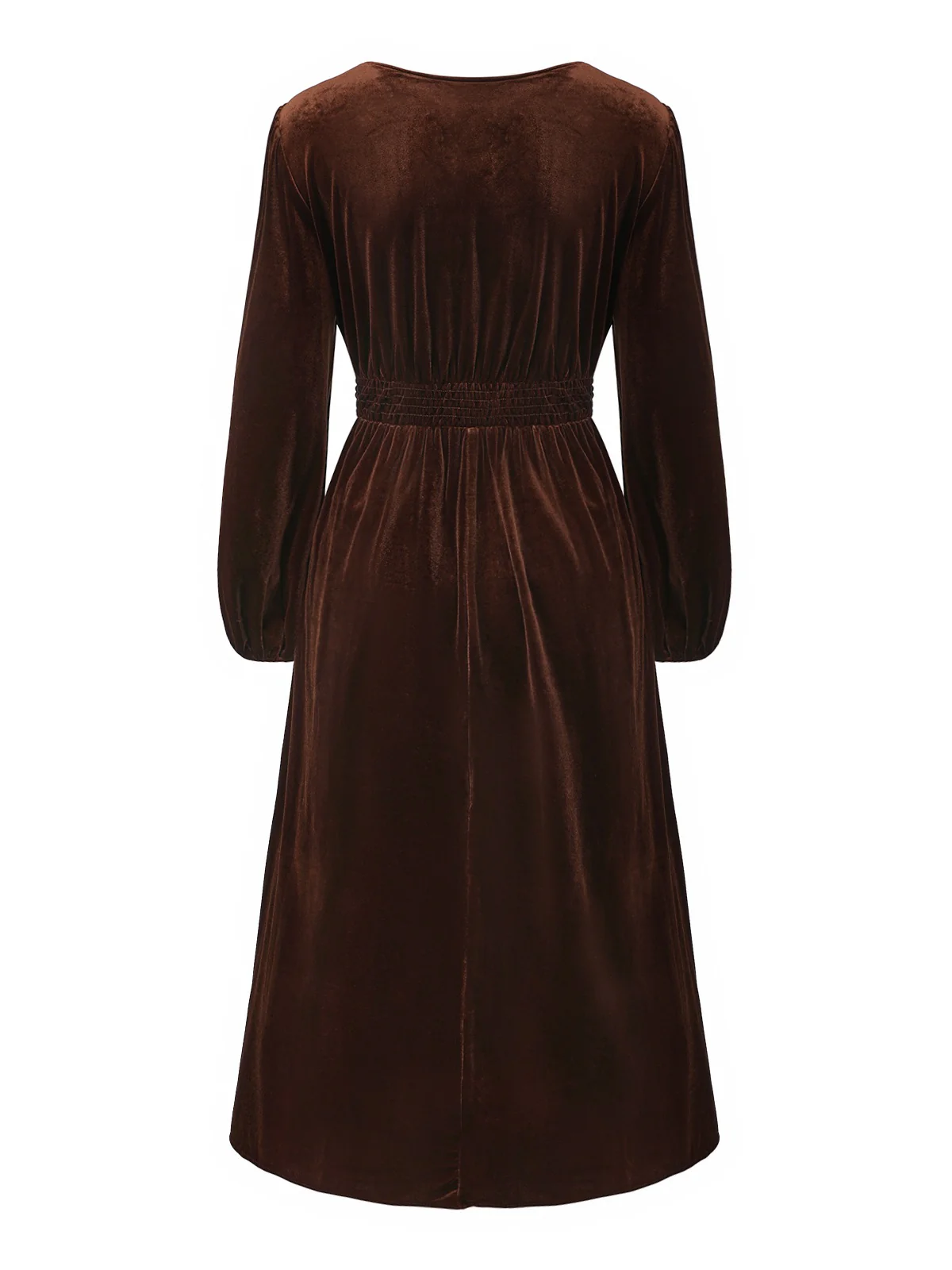 Brown 1940s Solid Lace Patchwork Velvet Dress - Image 3