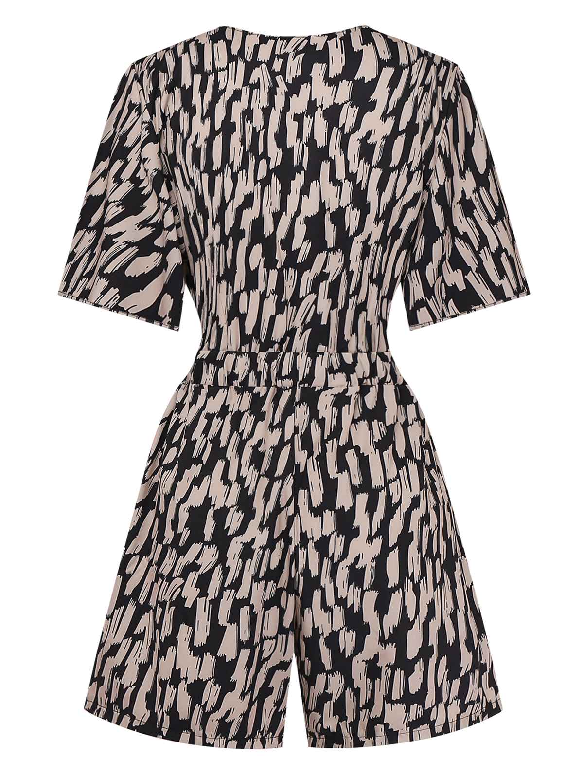 Brown 1940s V-Neck Leopard Satin Bind Romper - Image 3