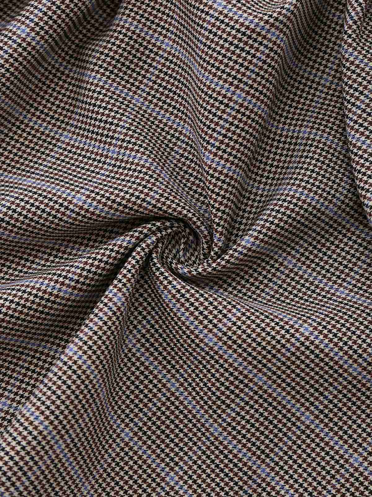 [Pre-Sale] Brown 1950s Bow Houndstooth Pleated Dress - Image 10