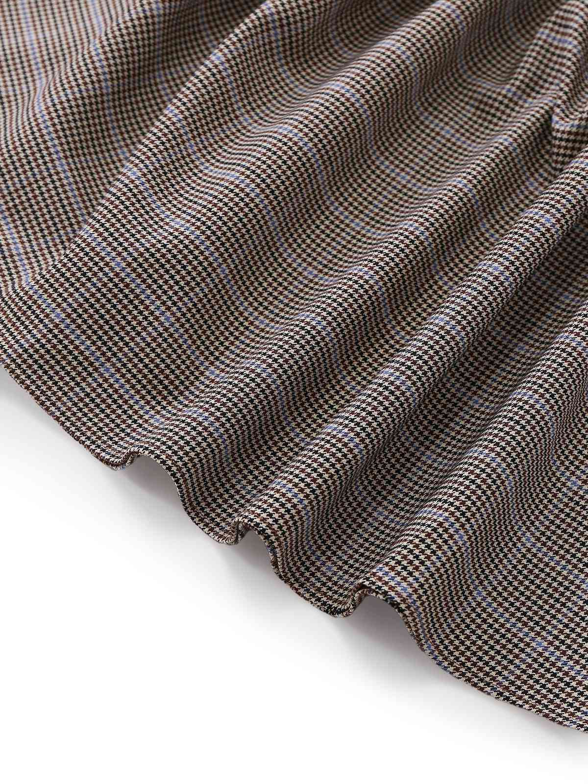 [Pre-Sale] Brown 1950s Bow Houndstooth Pleated Dress - Image 9