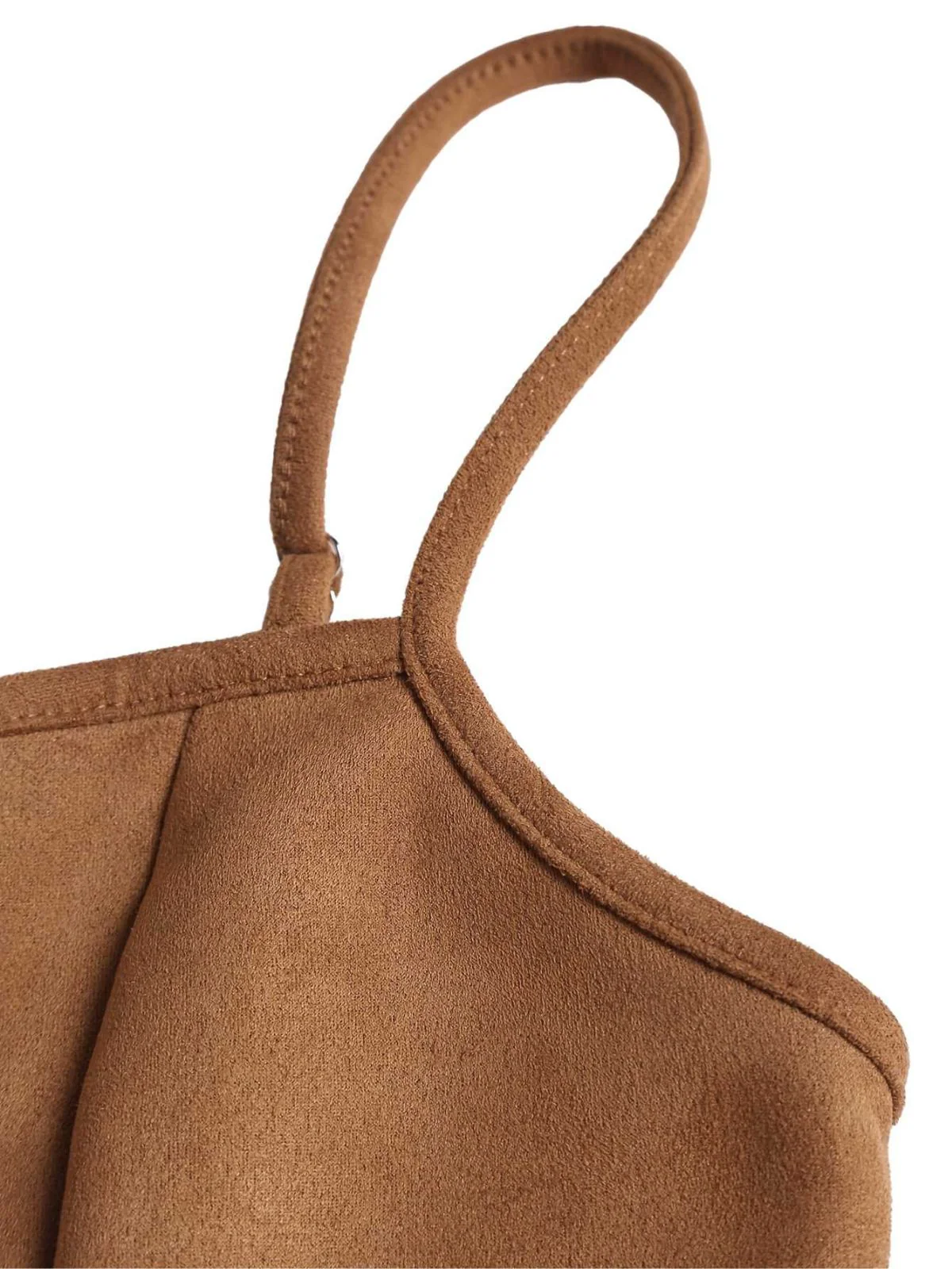 Brown 1950s Lace-up Suede Lace Corset Top - Image 5