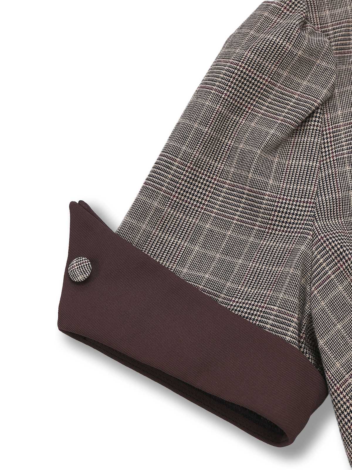 Brown 1950s Lapel Plaid Bow Dress - Image 6