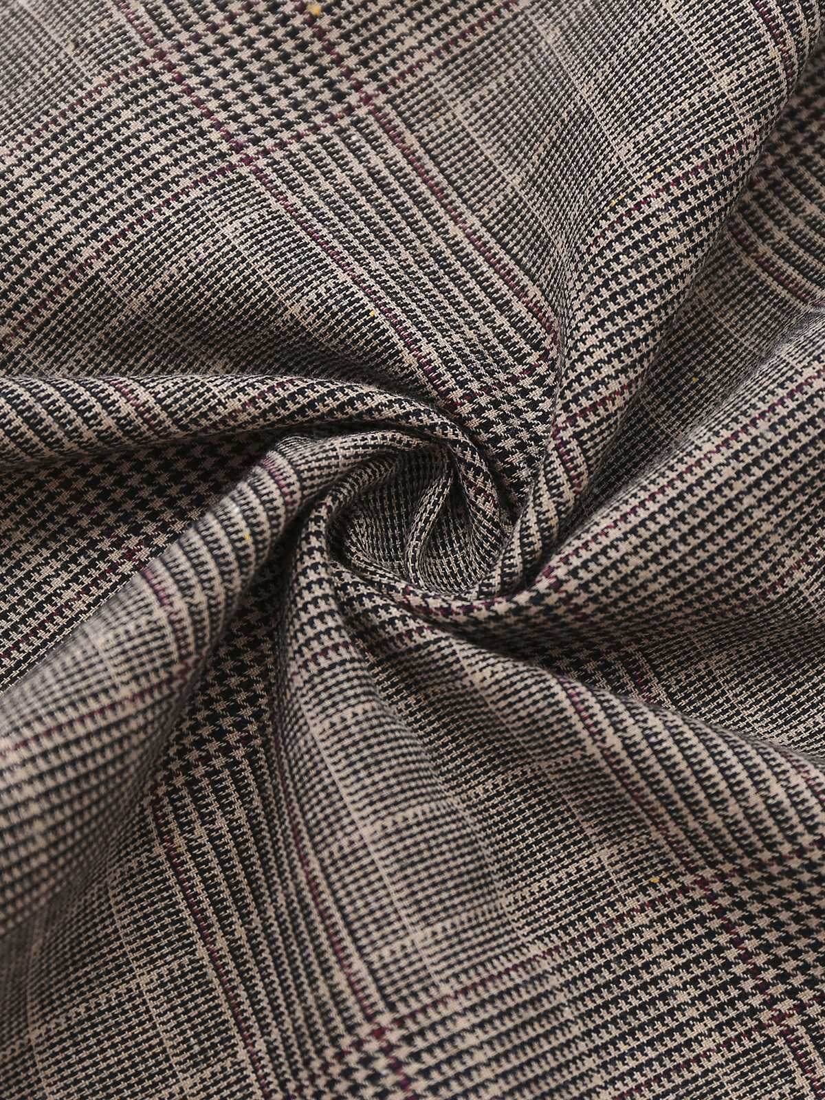 Brown 1950s Lapel Plaid Bow Dress - Image 8