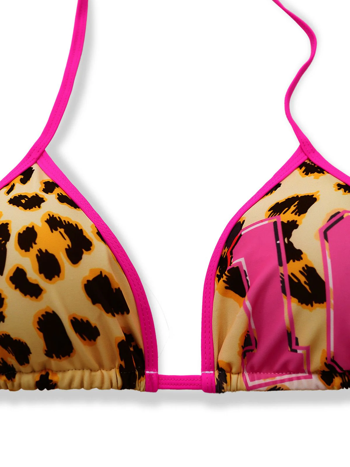 Brown 1950s Leopard Halter Colorblock Tankini Set - Image 5