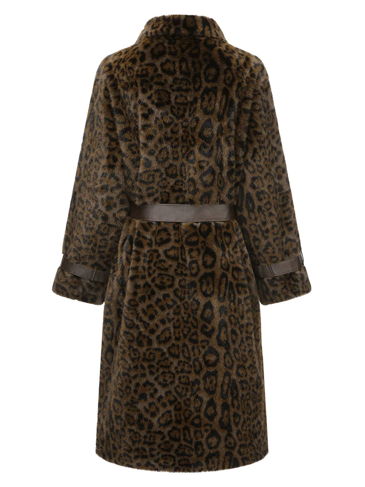 Brown 1950s Leopard Lapel Faux Fur Coat - Image 2