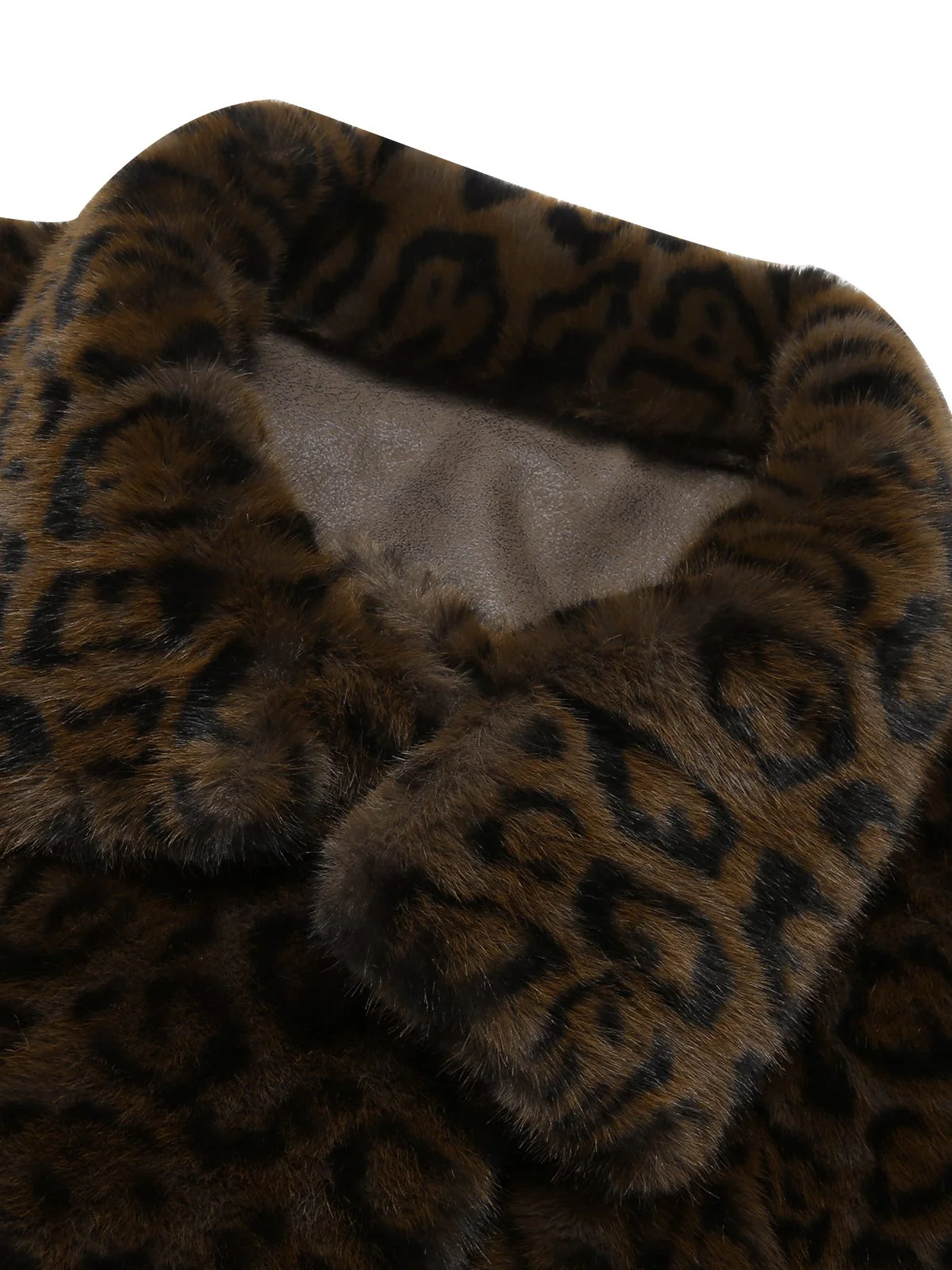 Brown 1950s Leopard Lapel Faux Fur Coat - Image 4