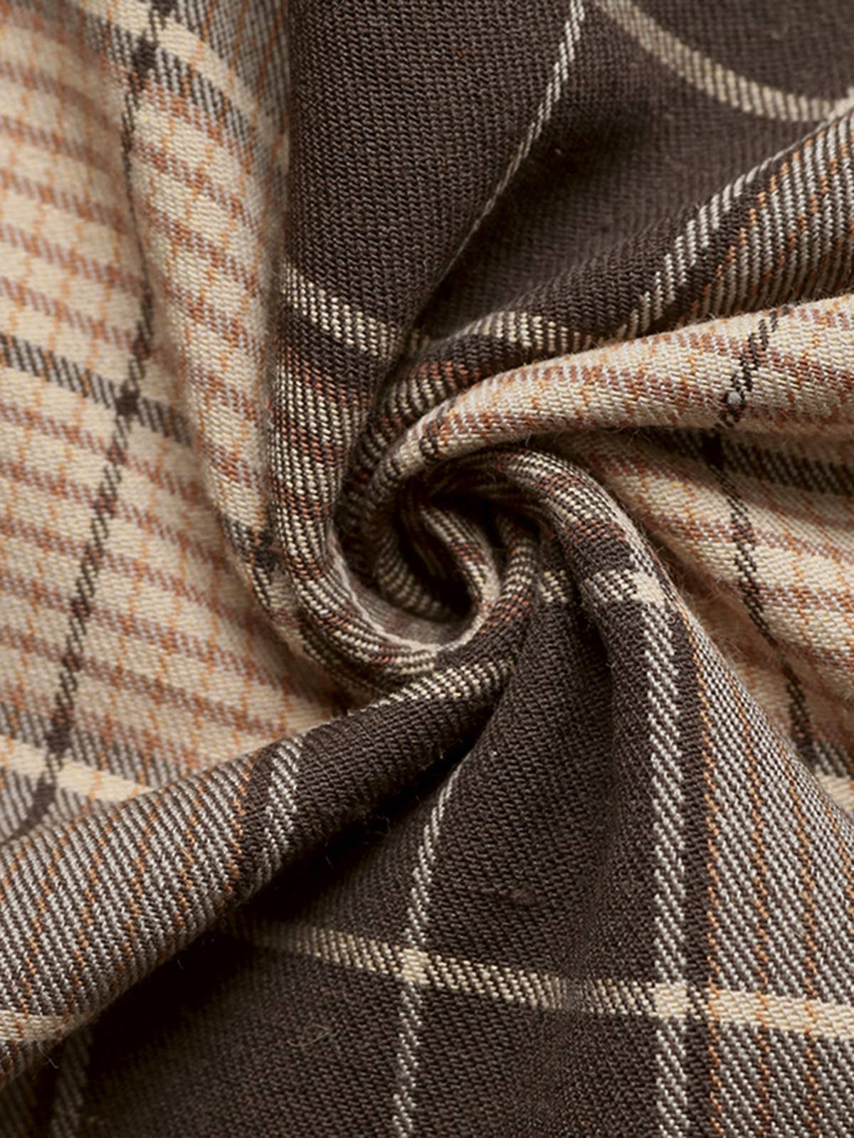 Brown 1950s Plaid Corduroy Shirt Collar Dress - Image 6