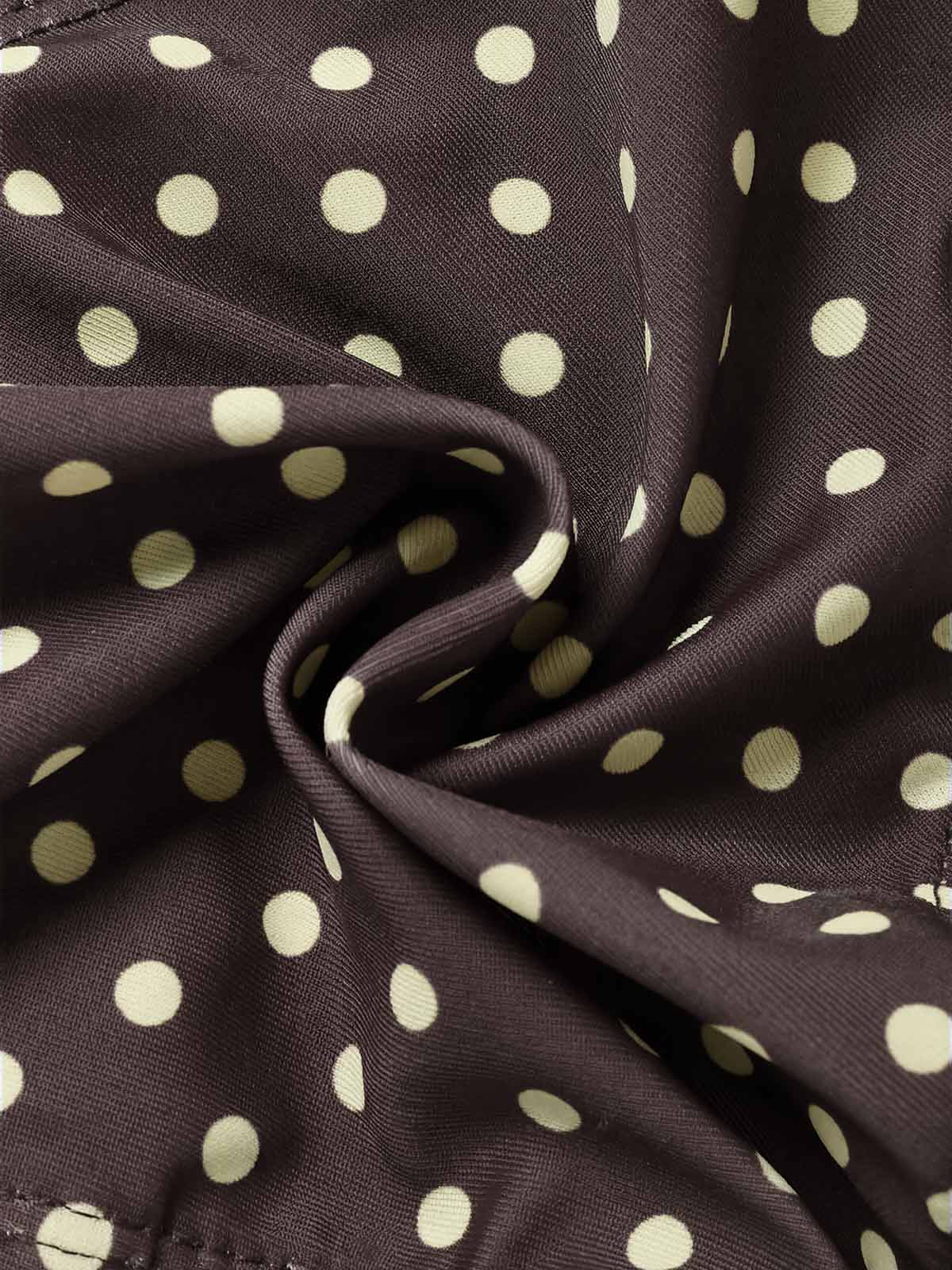 [Pre-Sale] Brown 1950s Polka Dot Halter Bikini Set - Image 5